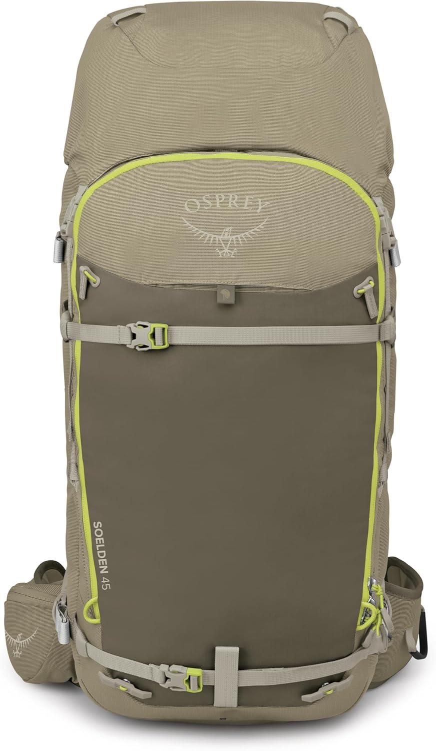 imageOsprey Soelden 45L Ski and Snowboard Backpack HighVolume Backcountry Snow Pack for Men Hut Trip Ready Helmet Carry Made with 100 Recycled Nylon Olive TanOlive Tan