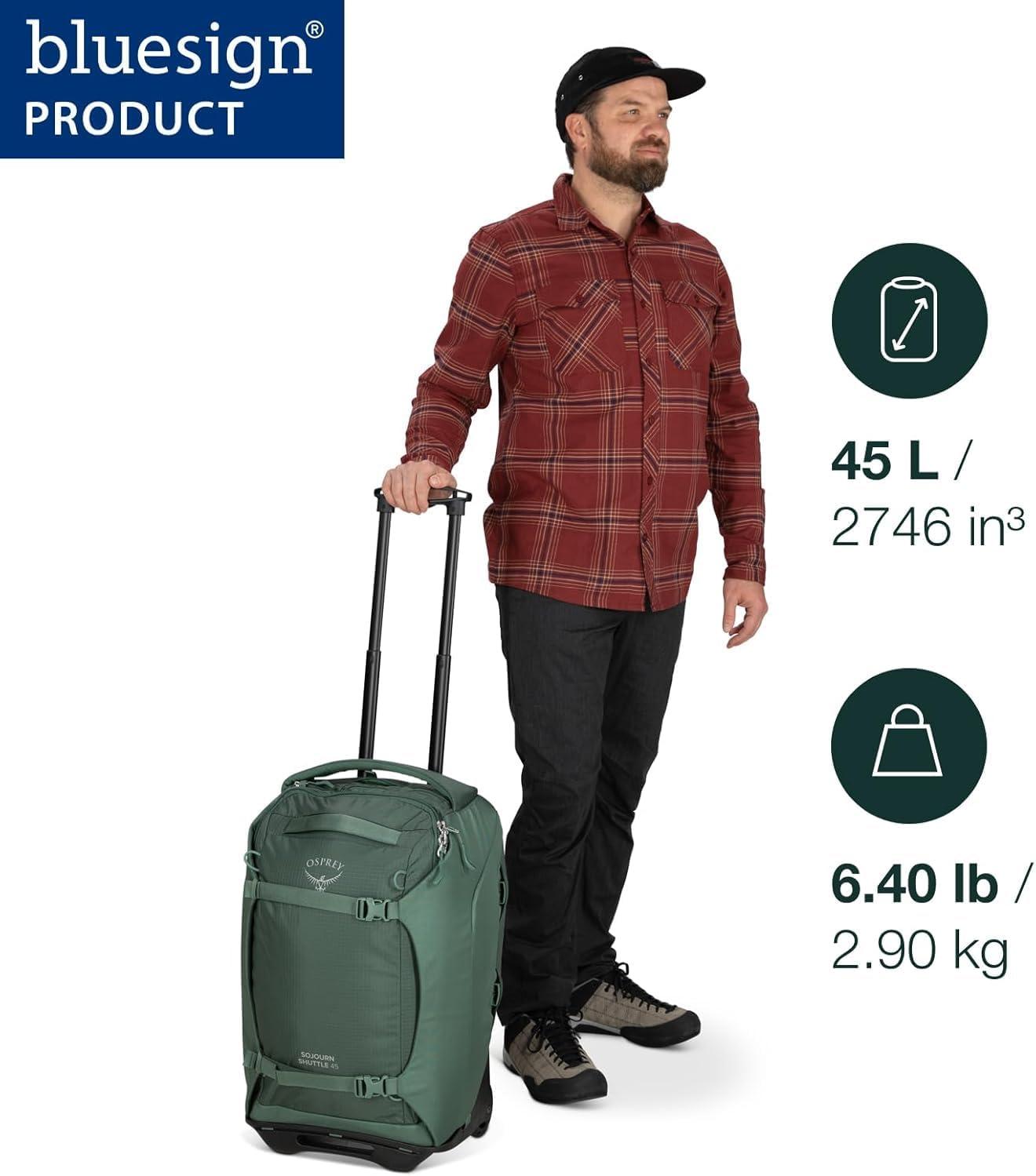 imageOsprey Sojourn 22quot45L Wheeled Travel Backpack with Harness Koseret GreenBlack