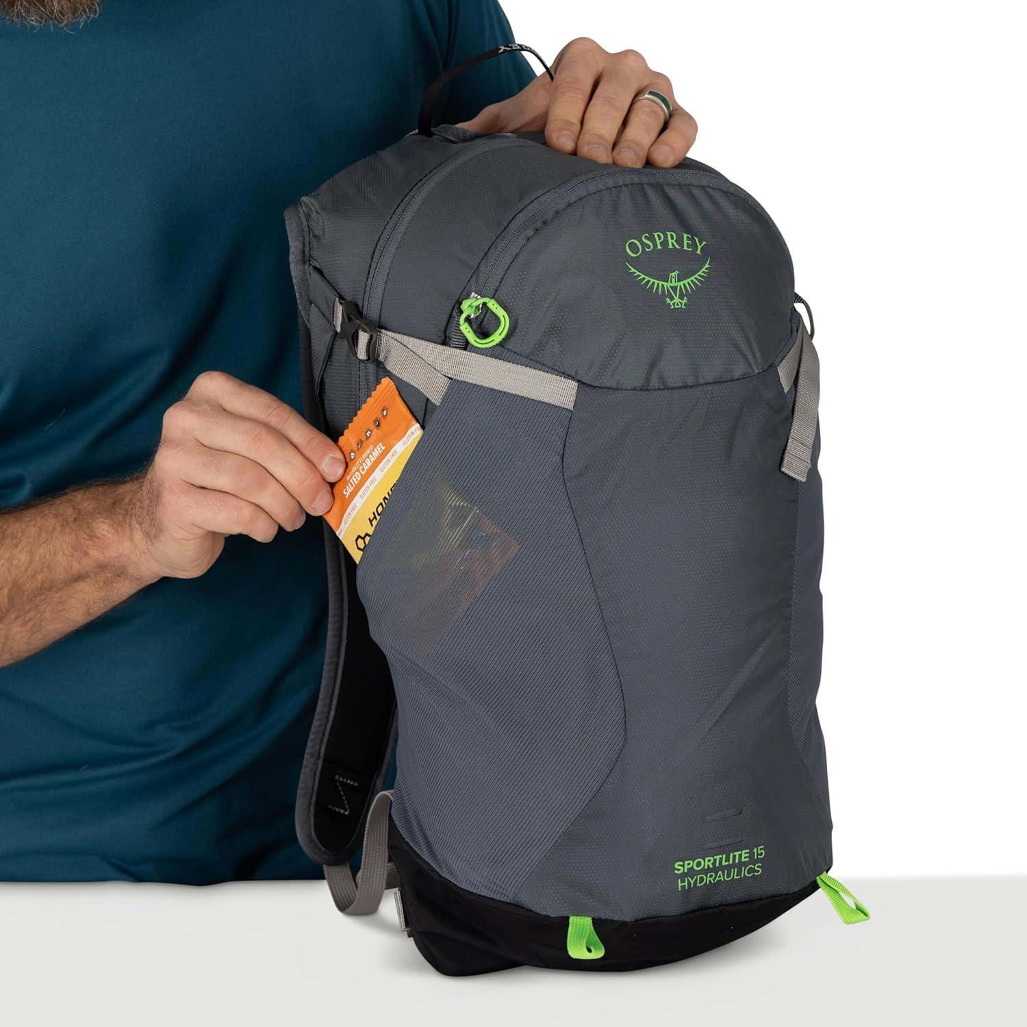 imageOsprey Sportlite 15L Lightweight Hiking Backpack with Hydraulics Reservoir for Men and Women Dark Charcoal GreyAlkalineHotspot Pink