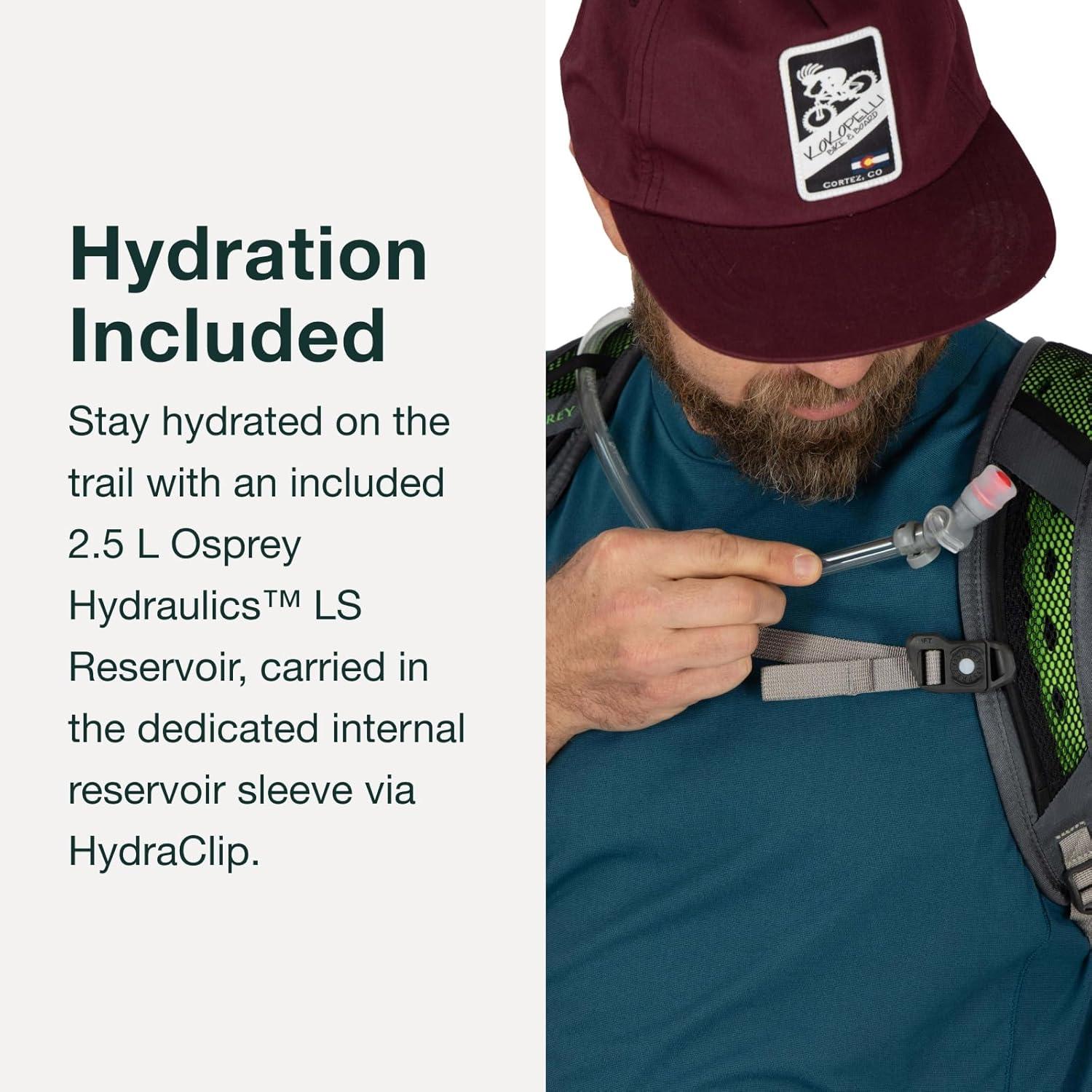 imageOsprey Sportlite 15L Lightweight Hiking Backpack with Hydraulics Reservoir for Men and Women Dark Charcoal GreyAlkalineHotspot Pink