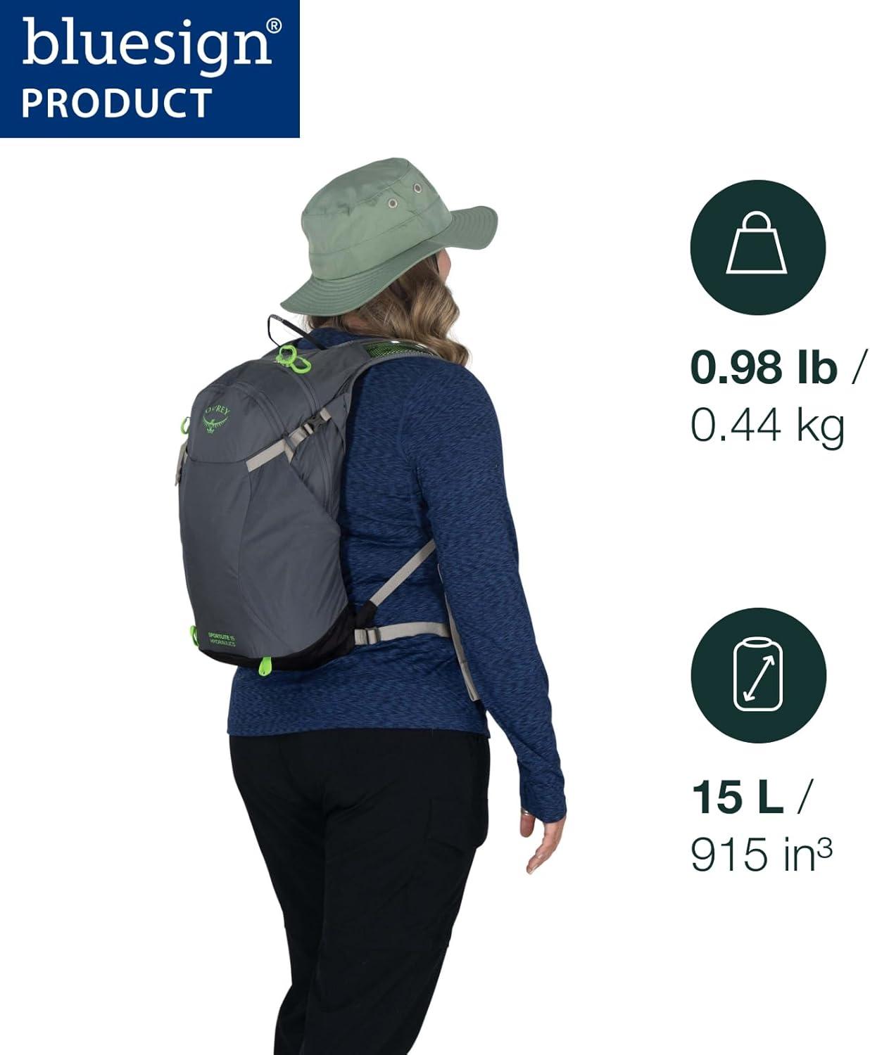 imageOsprey Sportlite 15L Lightweight Hiking Backpack with Hydraulics Reservoir for Men and Women Dark Charcoal GreyDark Charcoal Grey