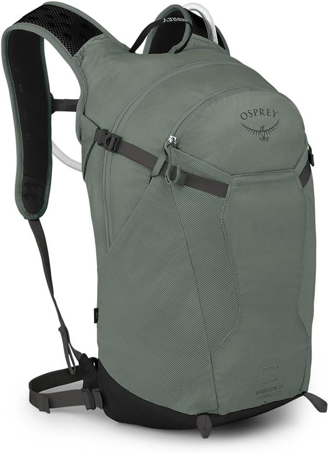 imageOsprey Sportlite 15L Lightweight Hiking Backpack with Hydraulics Reservoir for Men and Women Dark Charcoal GreyPine Leaf Green