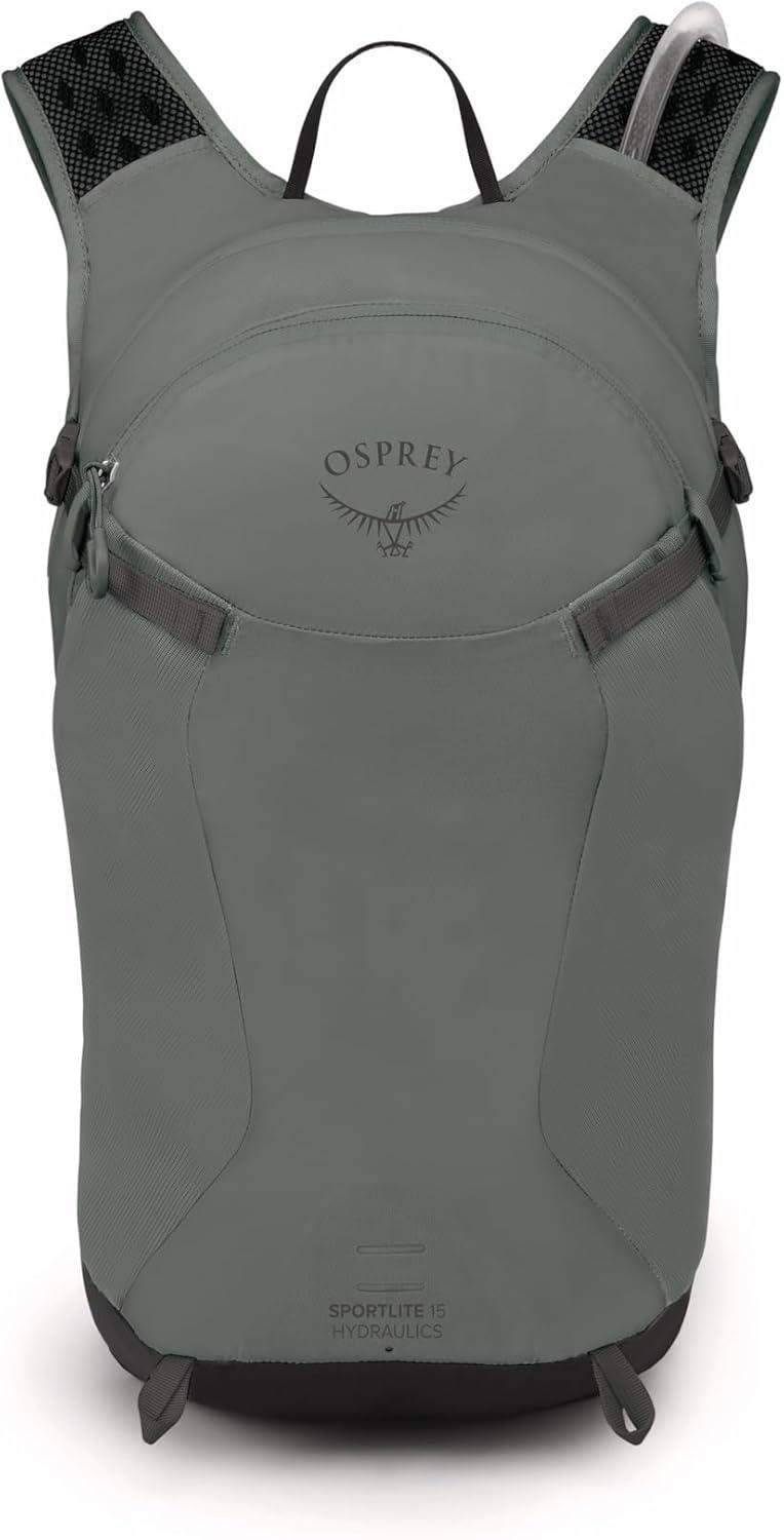 imageOsprey Sportlite 15L Lightweight Hiking Backpack with Hydraulics Reservoir for Men and Women Dark Charcoal GreyPine Leaf Green