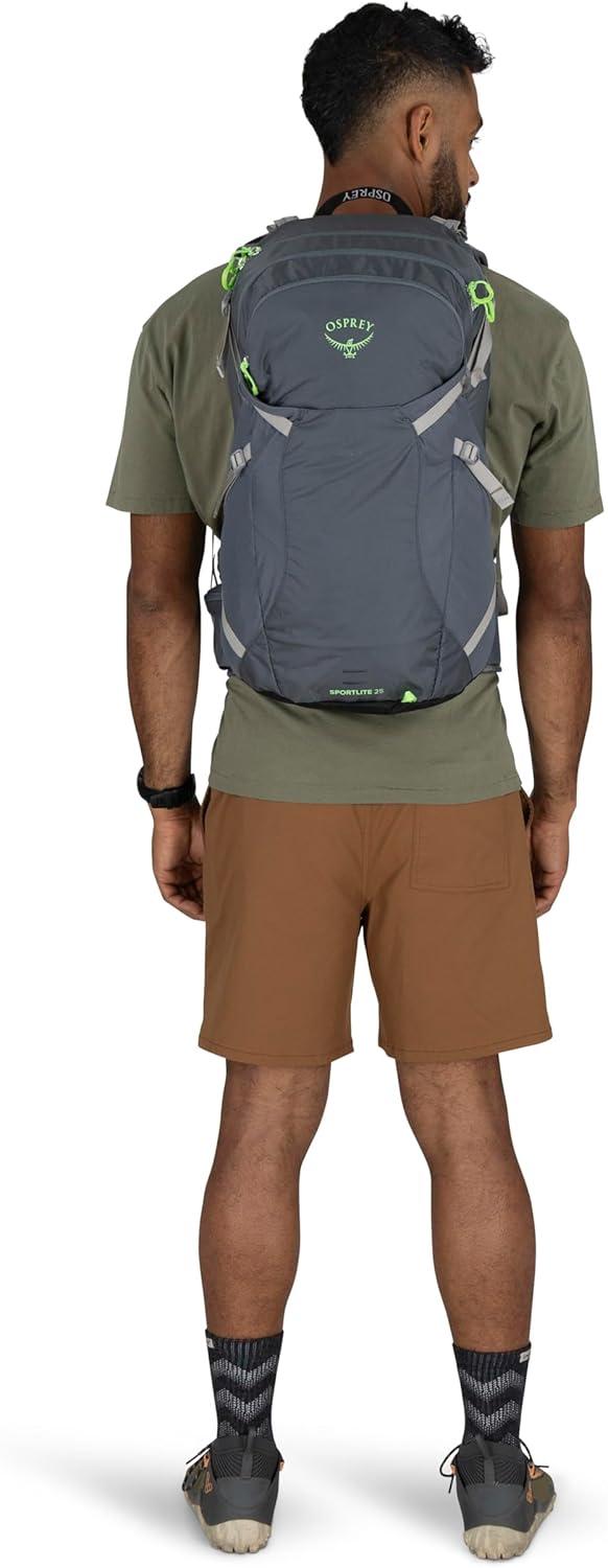 imageOsprey Sportlite 25L Lightweight Hiking Backpack for Men and Women Dark Charcoal Grey MLAlkalineHotspot Pink