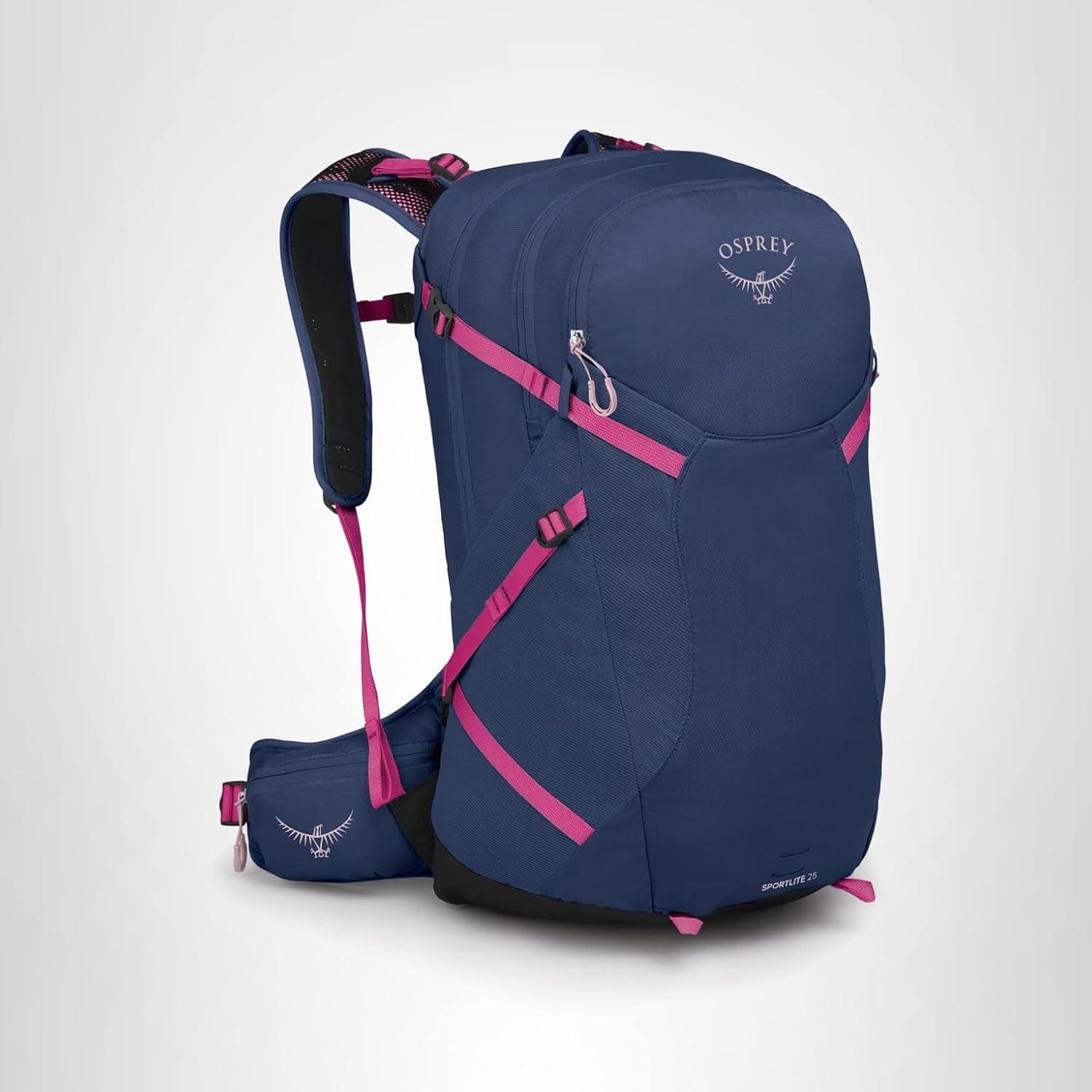 imageOsprey Sportlite 25L Lightweight Hiking Backpack for Men and Women Dark Charcoal Grey MLAlkalineHotspot Pink