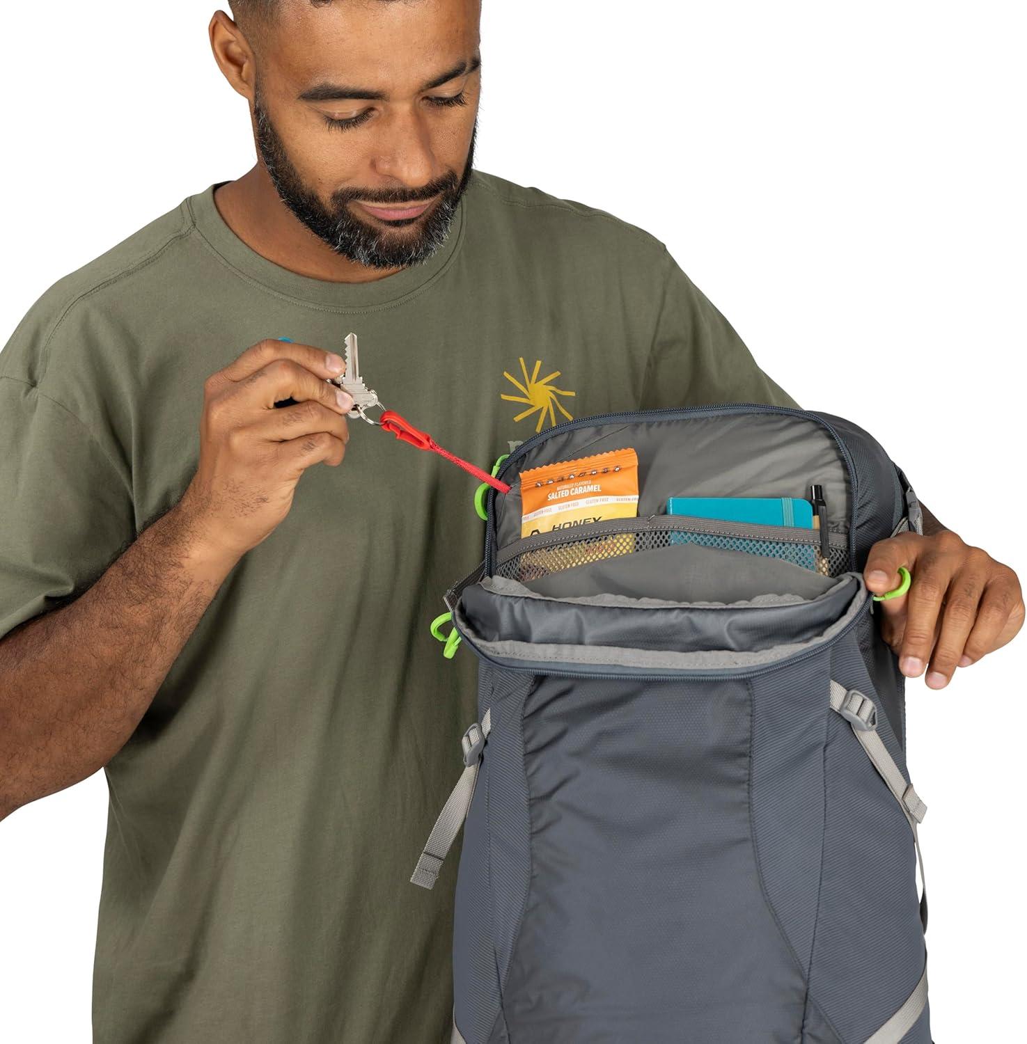 imageOsprey Sportlite 25L Lightweight Hiking Backpack for Men and Women Dark Charcoal Grey MLAlkalineHotspot Pink