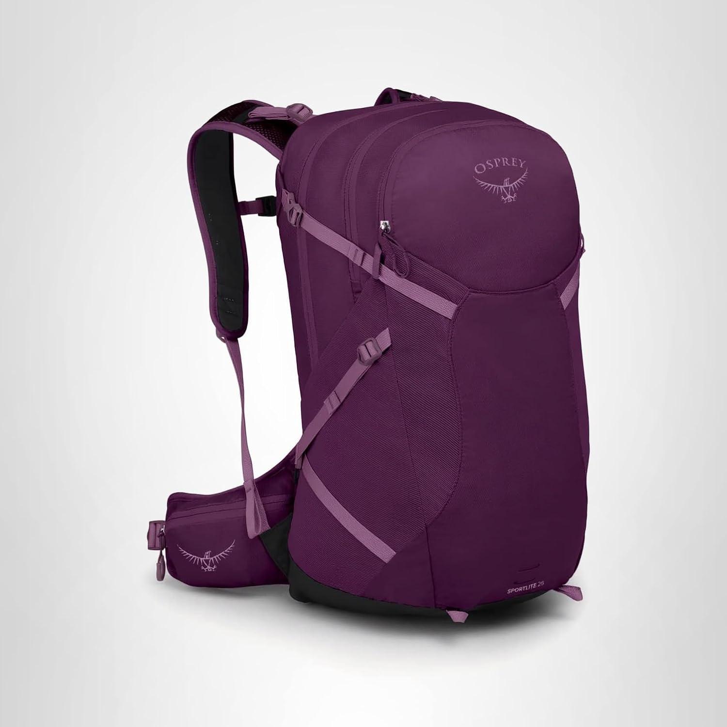 imageOsprey Sportlite 25L Lightweight Hiking Backpack for Men and Women Dark Charcoal Grey MLAubergine Purple