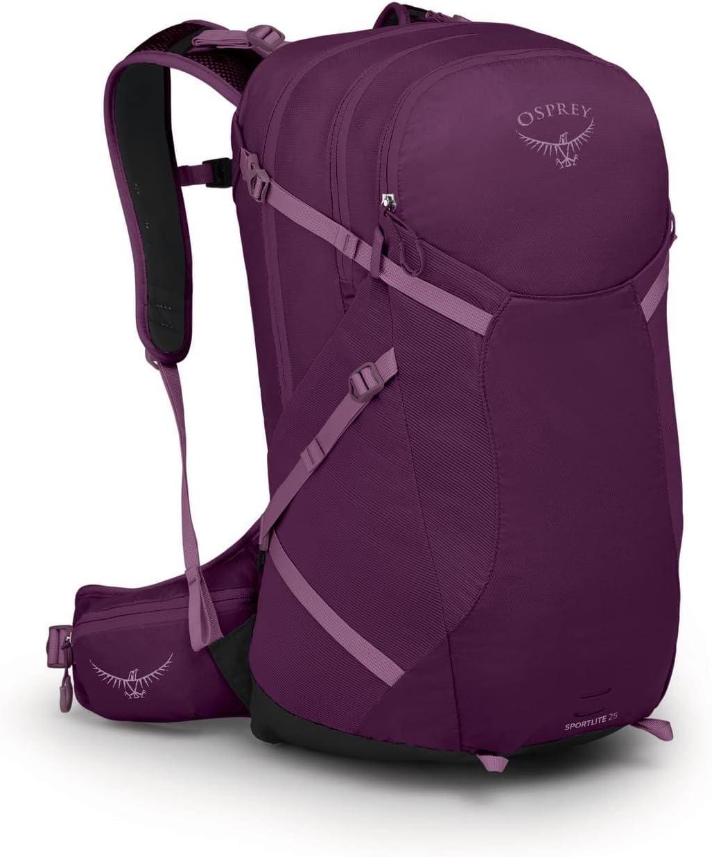 imageOsprey Sportlite 25L Lightweight Hiking Backpack for Men and Women Dark Charcoal Grey MLAubergine Purple