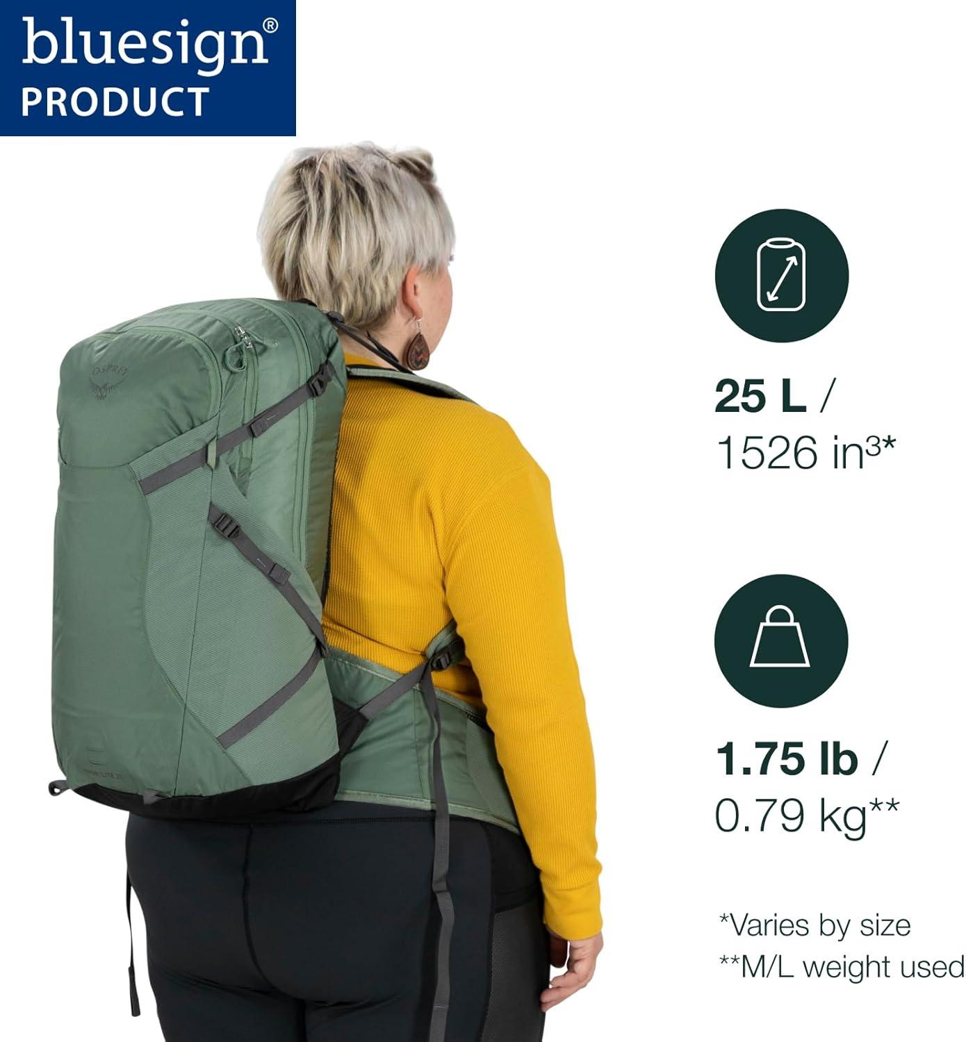imageOsprey Sportlite 25L Lightweight Hiking Backpack for Men and Women Dark Charcoal Grey MLPine Leaf Green