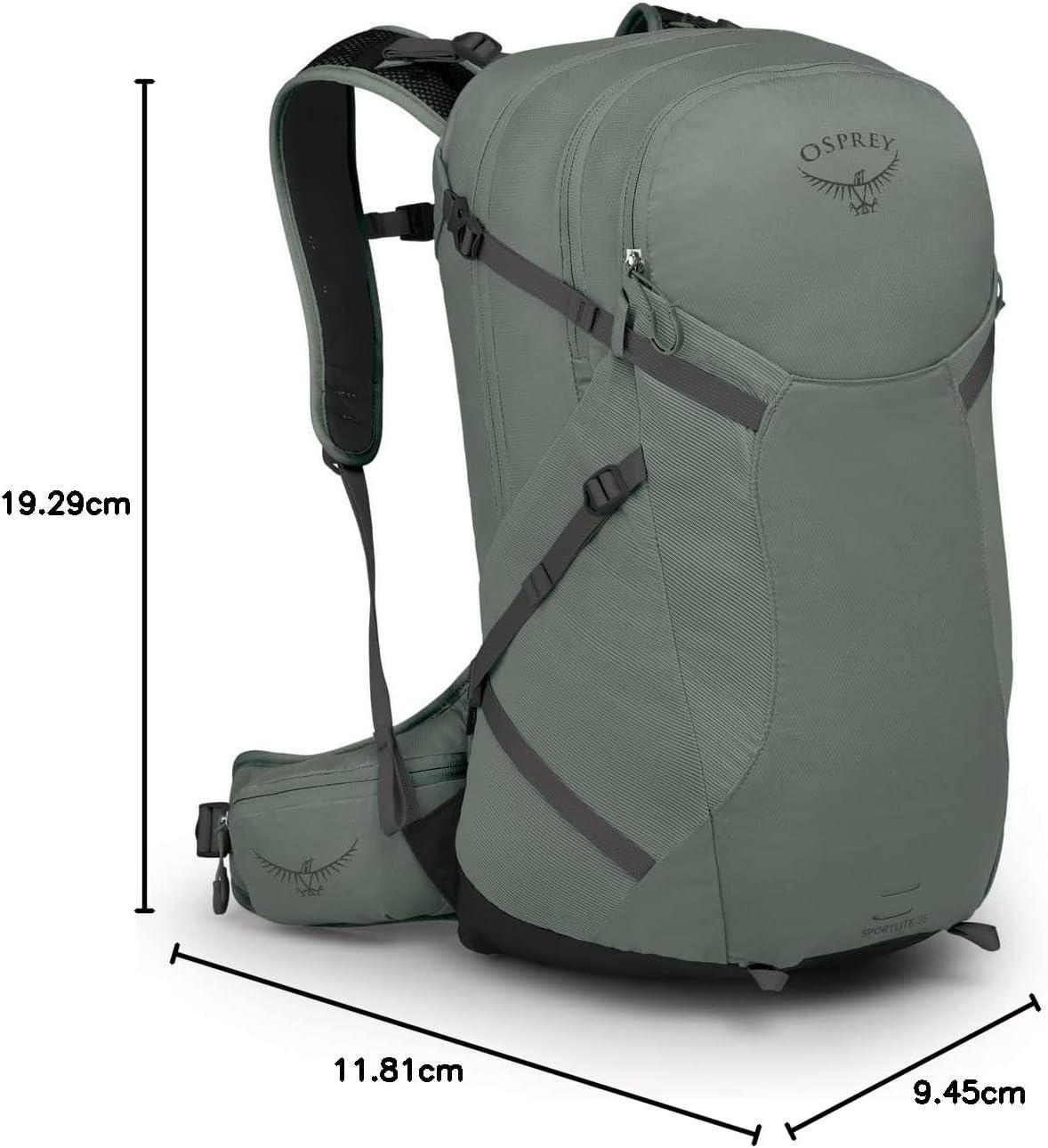 imageOsprey Sportlite 25L Lightweight Hiking Backpack for Men and Women Dark Charcoal Grey MLPine Leaf Green