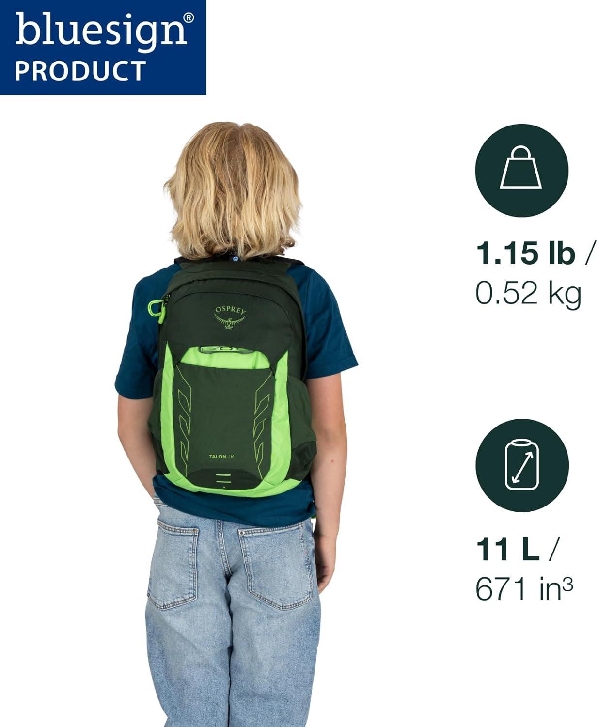 imageOsprey Talon Jr Boys Lightweight Hiking Backpack Kids Adventure Backpack for Travel ampamp Camping Green CanopyGreen Canopy