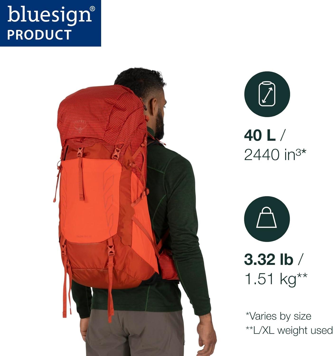 imageOsprey Talon Pro 40L Mens Hiking Backpack with Hipbelt Mars Orange LXLSilver Lining