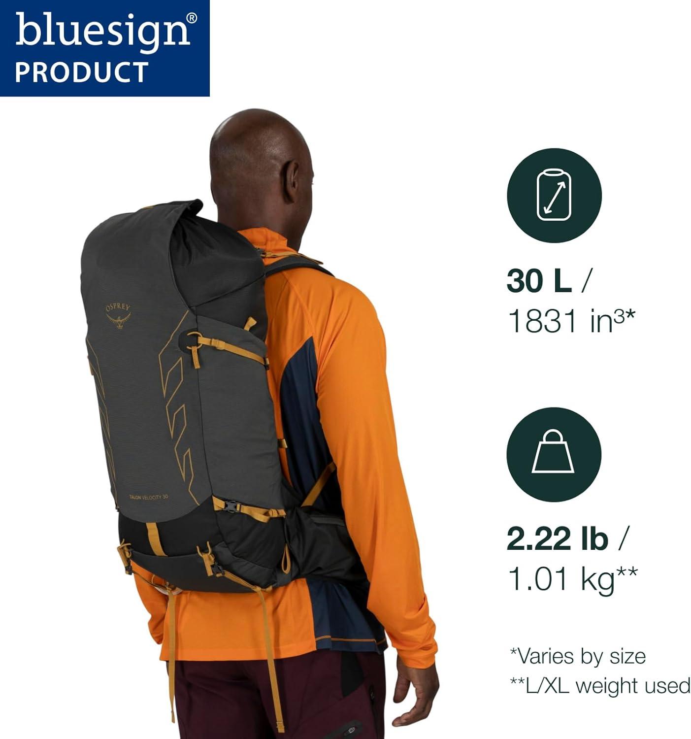 imageOsprey Talon Velocity 30L Mens Hiking Backpack Dark CharcoalTumbleweed LXLMatcha GreenLemongrass