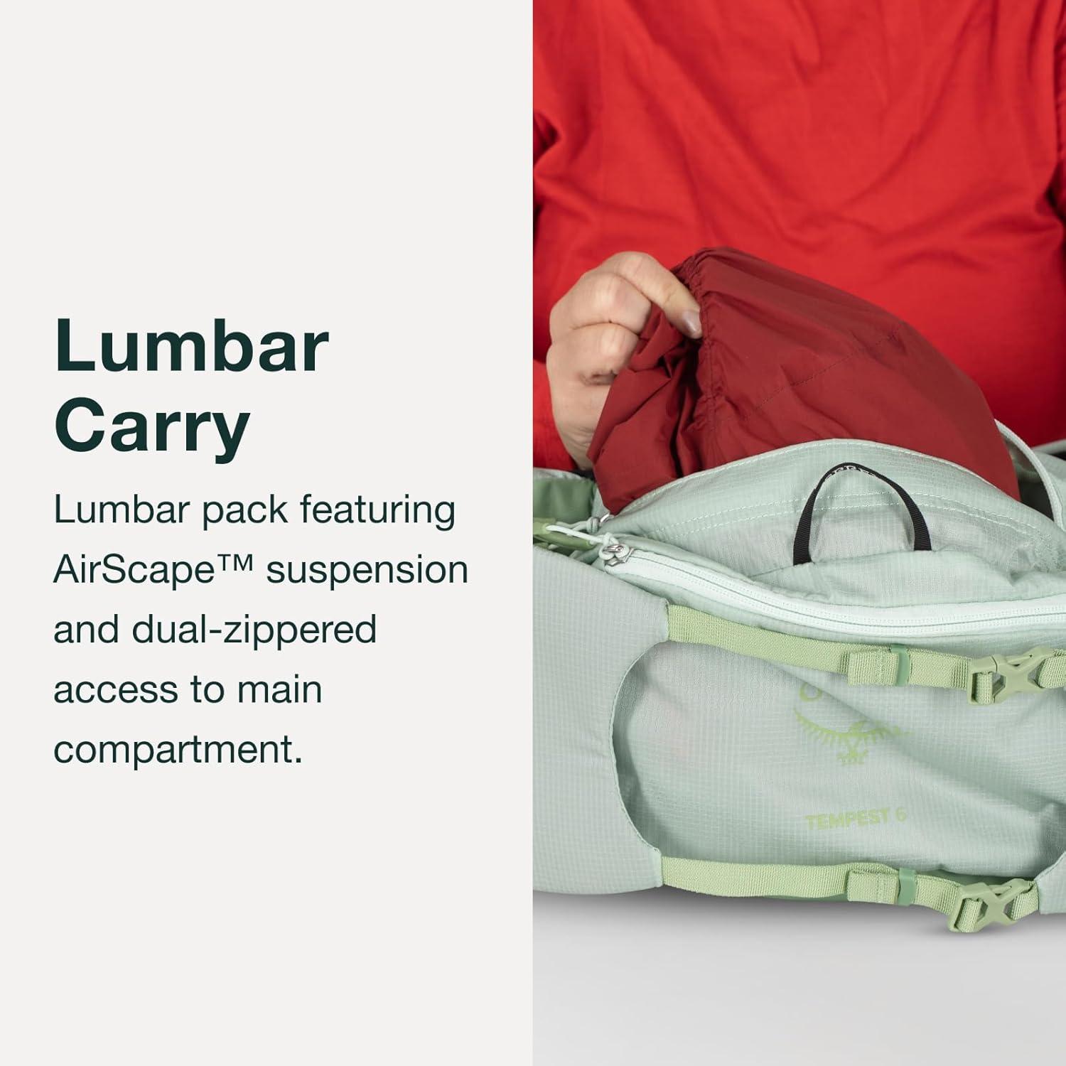 imageOsprey Tempest 6L Womens Lumbar Hiking Waist Pack Fanny Pack with Water Bottle HoldersBlackCoal Grey