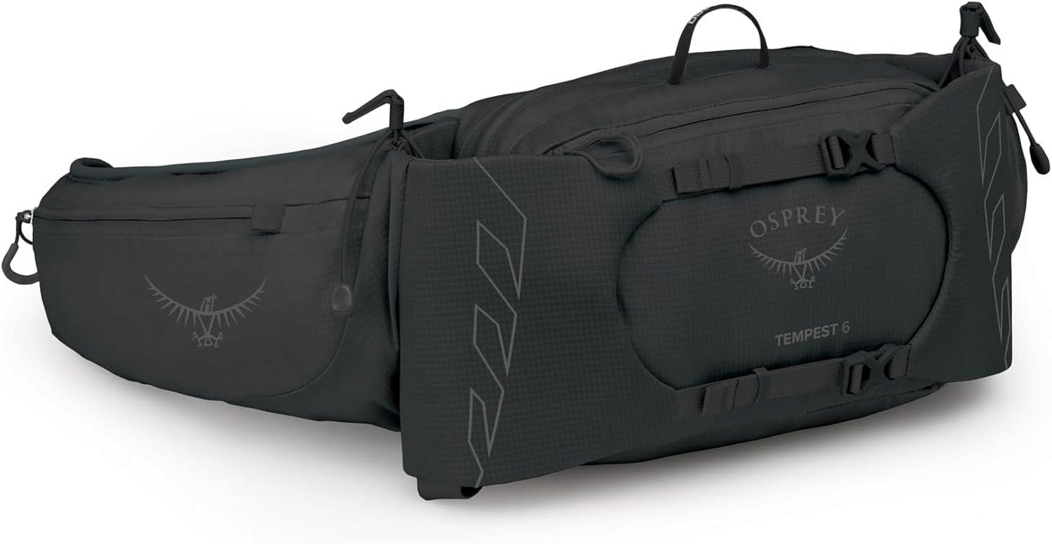 imageOsprey Tempest 6L Womens Lumbar Hiking Waist Pack Fanny Pack with Water Bottle HoldersBlackCoal Grey