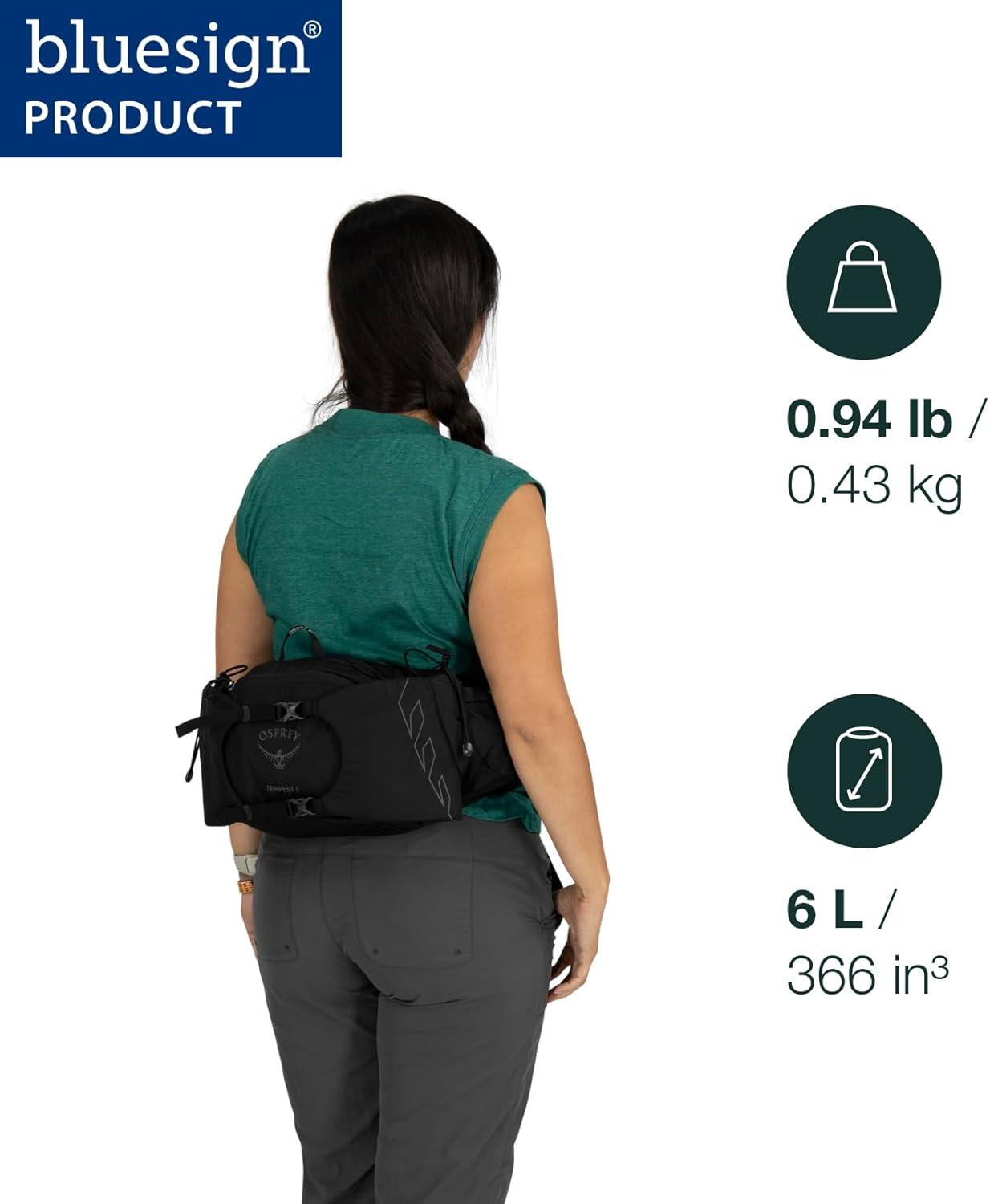 imageOsprey Tempest 6L Womens Lumbar Hiking Waist Pack Fanny Pack with Water Bottle HoldersBlackCoal Grey