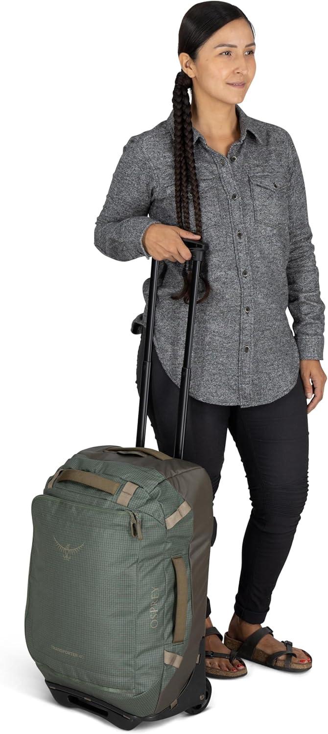 imageOsprey Transporter 90L Wheeled Travel Duffel Bag Large Lightweight Rolling Suitcase for Men and Women Blue FlameNocturnal BluePine LeafEarl Grey
