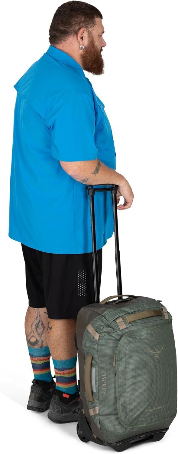 imageOsprey Transporter 90L Wheeled Travel Duffel Bag Large Lightweight Rolling Suitcase for Men and Women Blue FlameNocturnal BluePine LeafEarl Grey