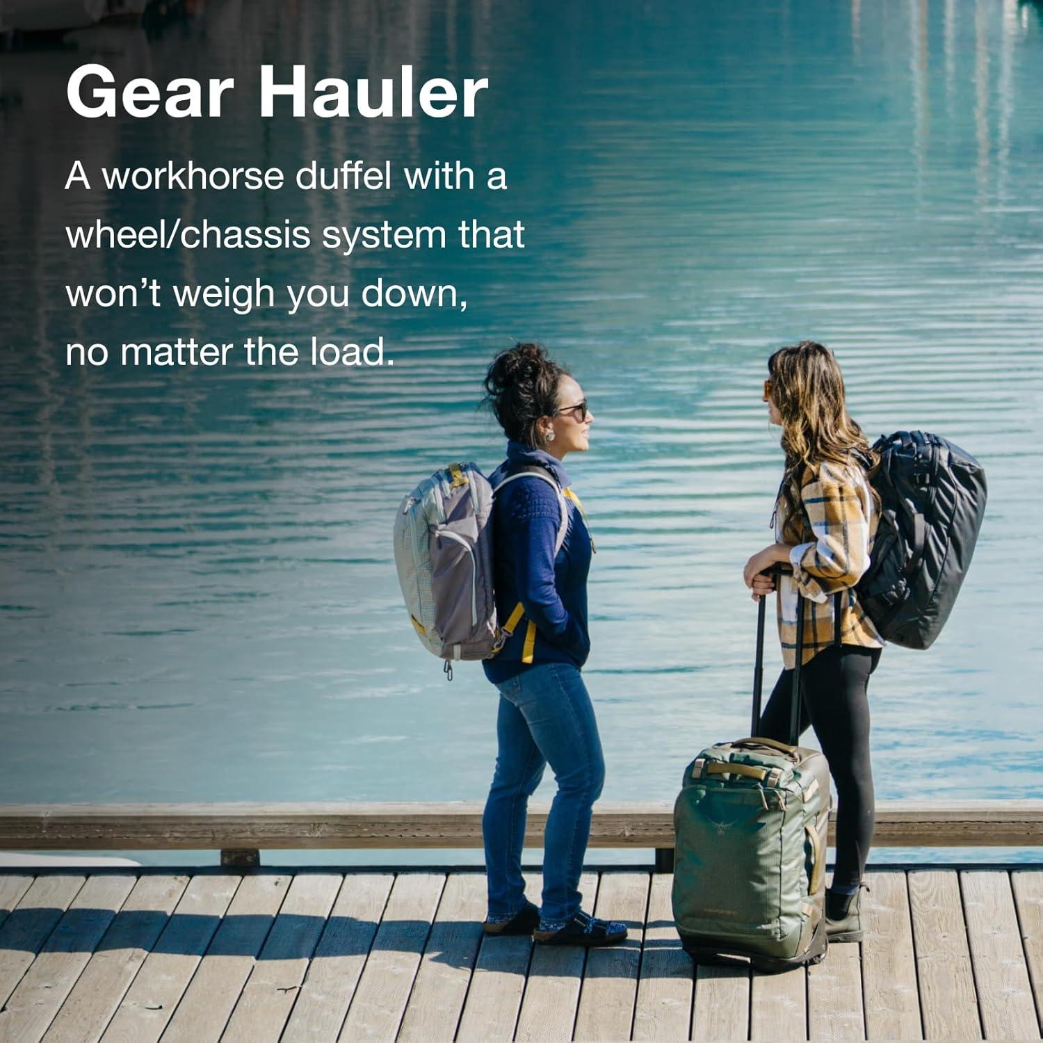 imageOsprey Transporter 90L Wheeled Travel Duffel Bag Large Lightweight Rolling Suitcase for Men and Women Blue FlameNocturnal BluePine LeafEarl Grey