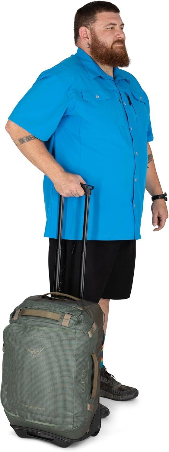 imageOsprey Transporter 90L Wheeled Travel Duffel Bag Large Lightweight Rolling Suitcase for Men and Women Blue FlameNocturnal BlueRaven Black