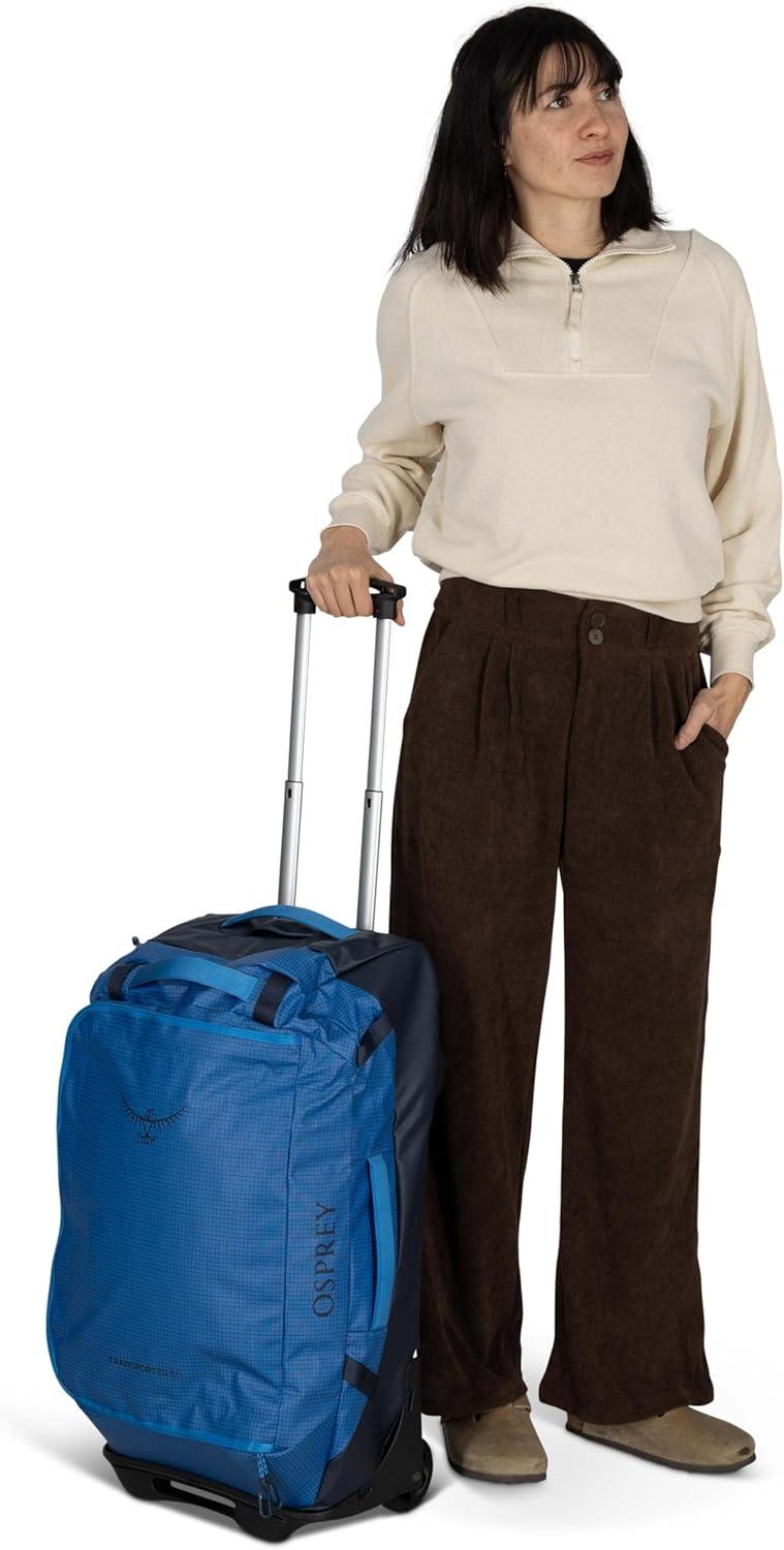 imageOsprey Transporter 90L Wheeled Travel Duffel Bag Large Lightweight Rolling Suitcase for Men and Women Blue FlameNocturnal BlueRaven Black