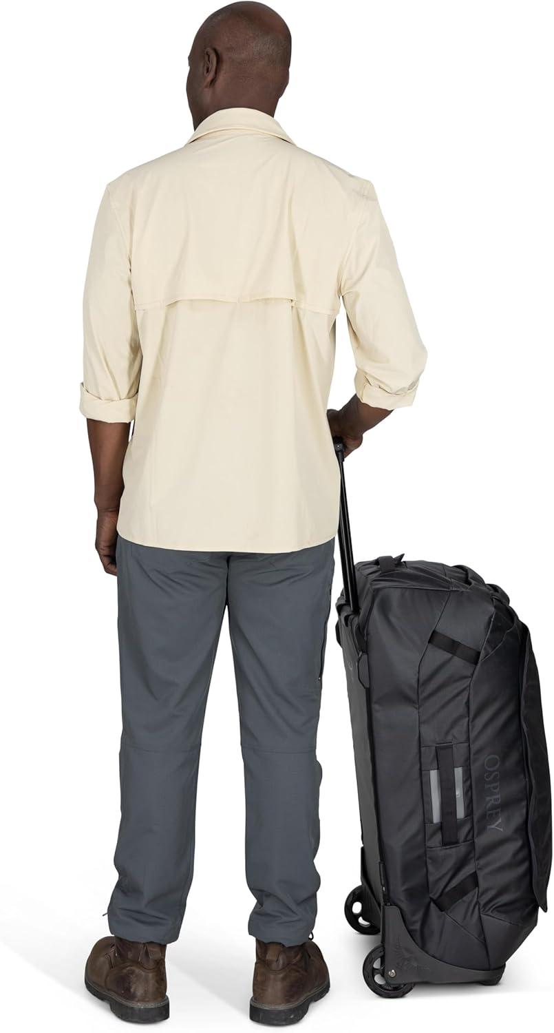 imageOsprey Transporter 90L Wheeled Travel Duffel Bag Large Lightweight Rolling Suitcase for Men and Women Blue FlameNocturnal BlueRaven Black