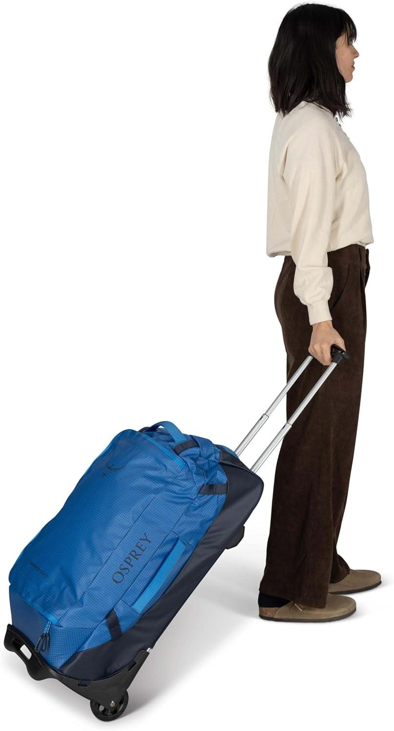 imageOsprey Transporter 90L Wheeled Travel Duffel Bag Large Lightweight Rolling Suitcase for Men and Women Blue FlameNocturnal BlueRaven Black