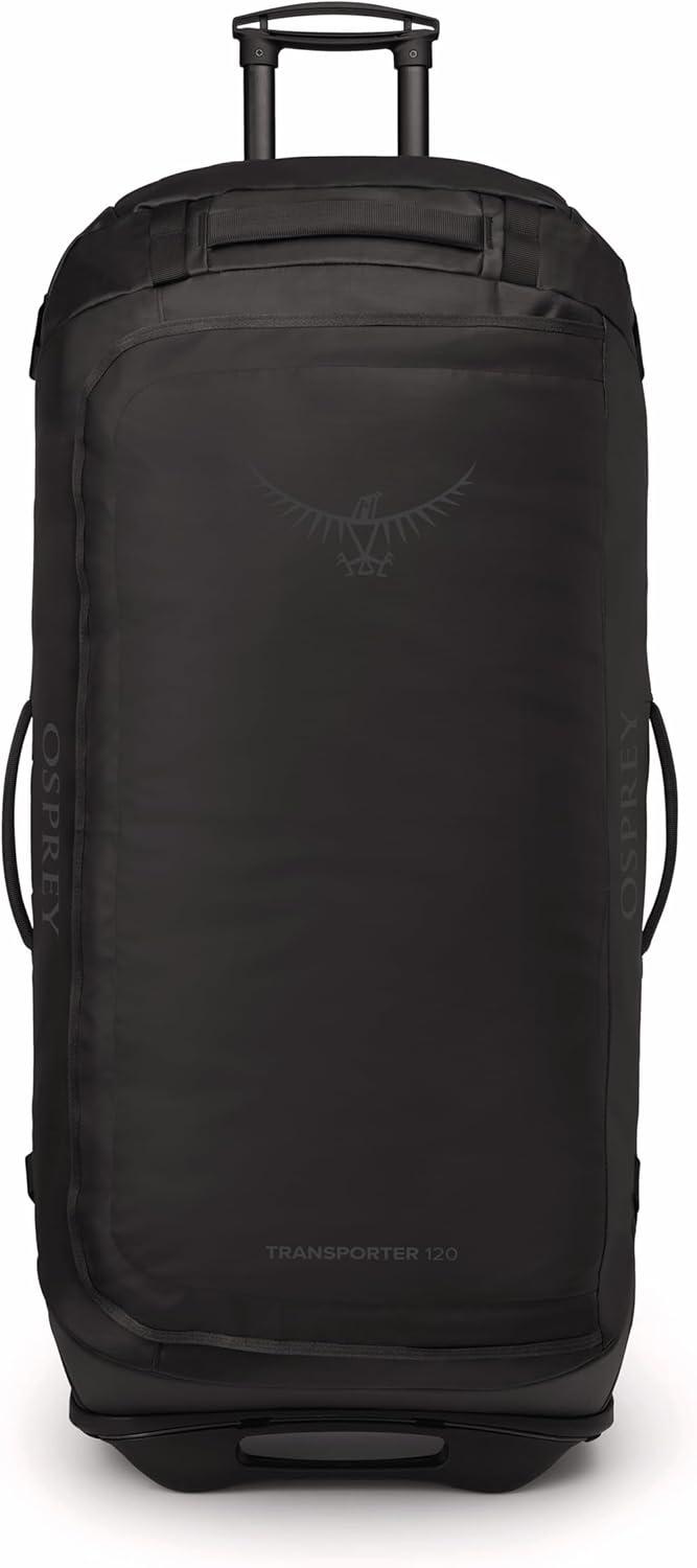 imageOsprey Transporter 90L Wheeled Travel Duffel Bag Large Lightweight Rolling Suitcase for Men and Women Blue FlameNocturnal BlueRaven Black