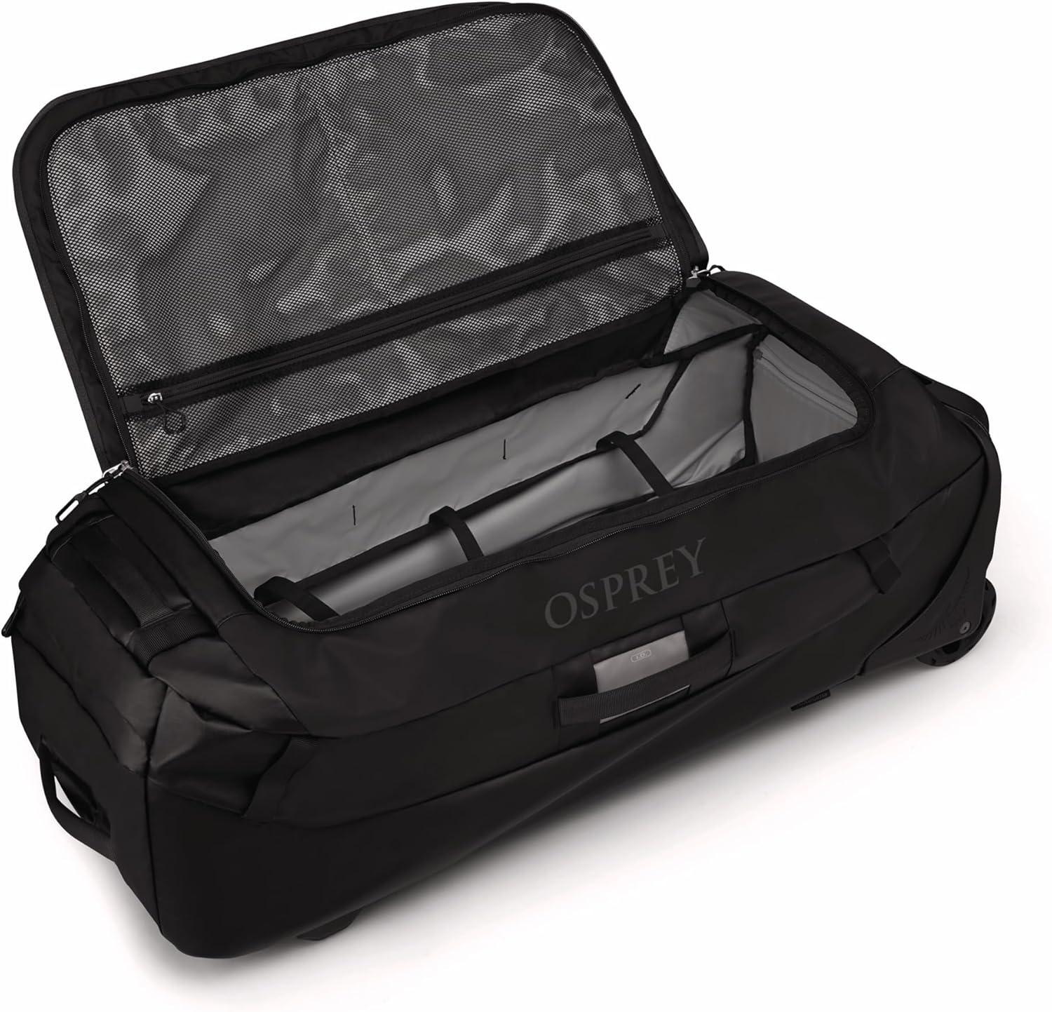 imageOsprey Transporter 90L Wheeled Travel Duffel Bag Large Lightweight Rolling Suitcase for Men and Women Blue FlameNocturnal BlueRaven Black