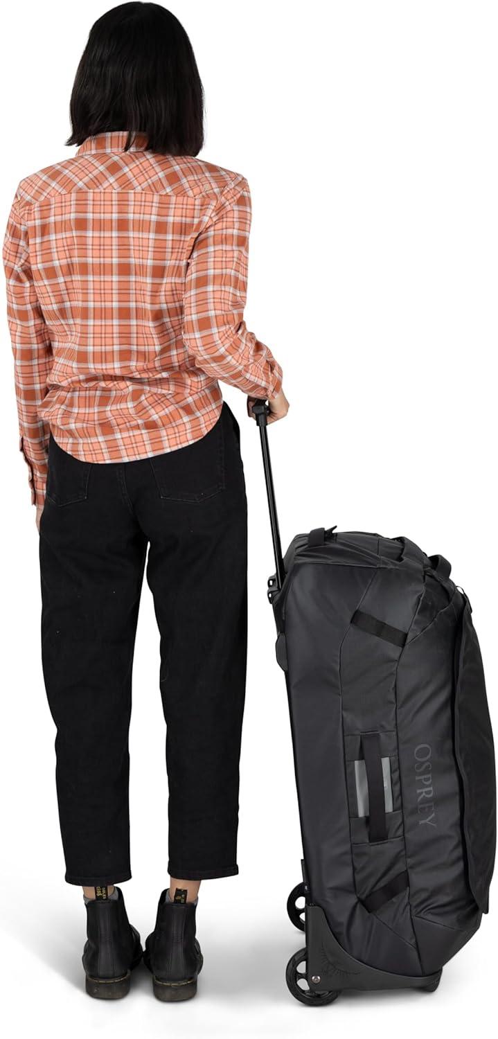 imageOsprey Transporter 90L Wheeled Travel Duffel Bag Large Lightweight Rolling Suitcase for Men and Women Blue FlameNocturnal BlueRaven Black