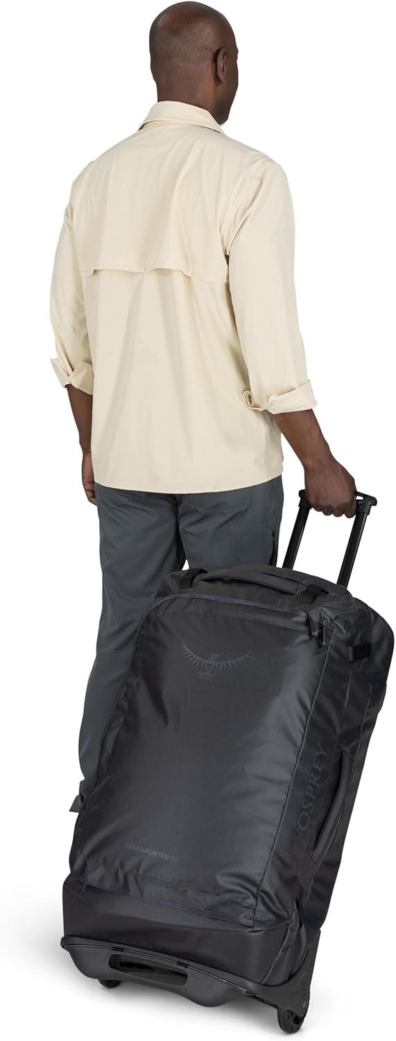 imageOsprey Transporter 90L Wheeled Travel Duffel Bag Large Lightweight Rolling Suitcase for Men and Women Blue FlameNocturnal BlueRaven Black