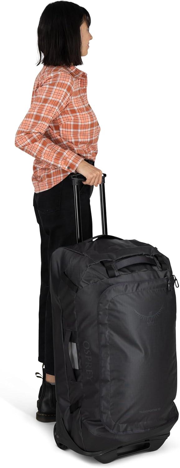 imageOsprey Transporter 90L Wheeled Travel Duffel Bag Large Lightweight Rolling Suitcase for Men and Women Blue FlameNocturnal BlueRaven Black