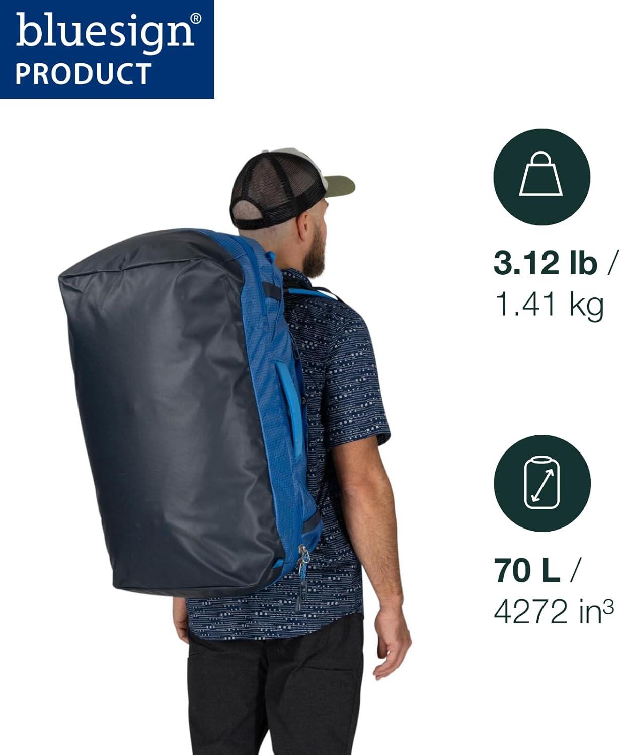 imageOsprey Transporter Durable Squffel Bag Water Resistant Square Split Travel Duffel BackpackBlue FlameNocturnal Blue