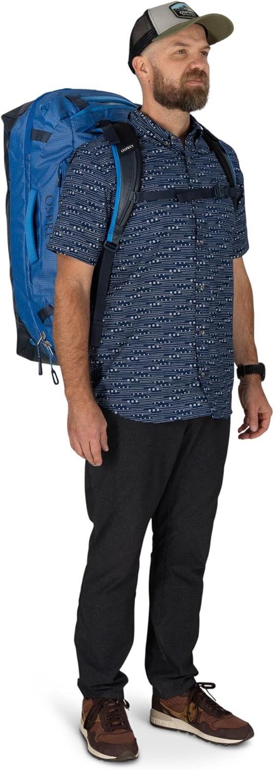 imageOsprey Transporter Durable Squffel Bag Water Resistant Square Split Travel Duffel BackpackBlue FlameNocturnal Blue