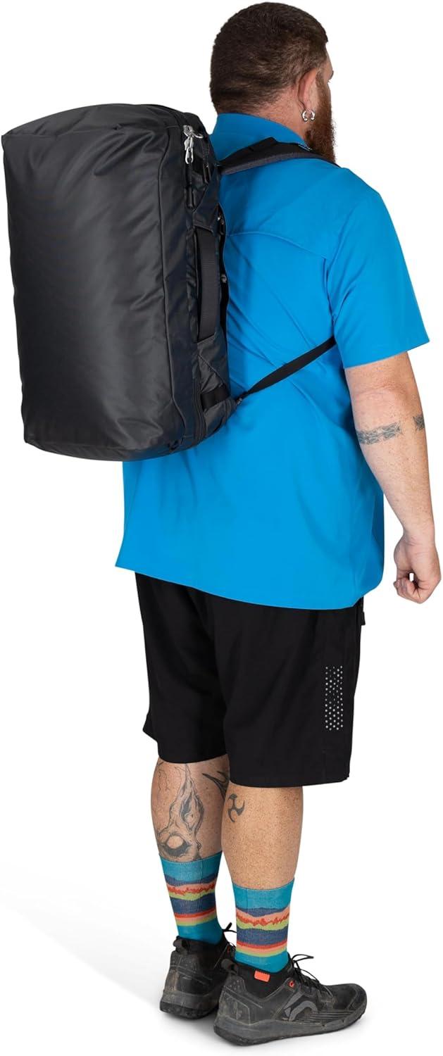 imageOsprey Transporter Durable Squffel Bag Water Resistant Square Split Travel Duffel BackpackBlue FlameNocturnal Blue