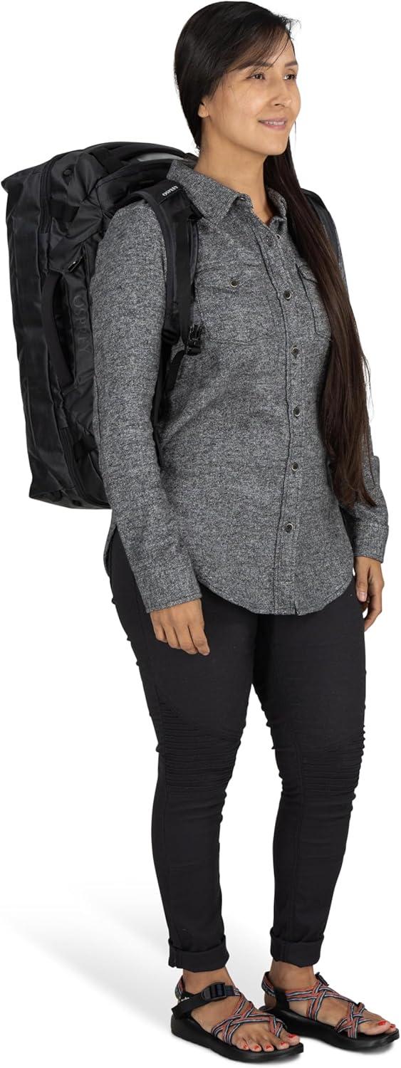 imageOsprey Transporter Durable Squffel Bag Water Resistant Square Split Travel Duffel BackpackBlue FlameNocturnal Blue