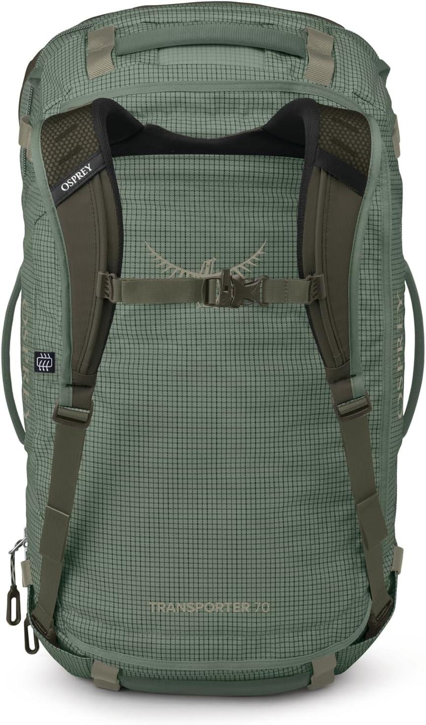 imageOsprey Transporter Durable Squffel Bag Water Resistant Square Split Travel Duffel BackpackPine Leaf Green