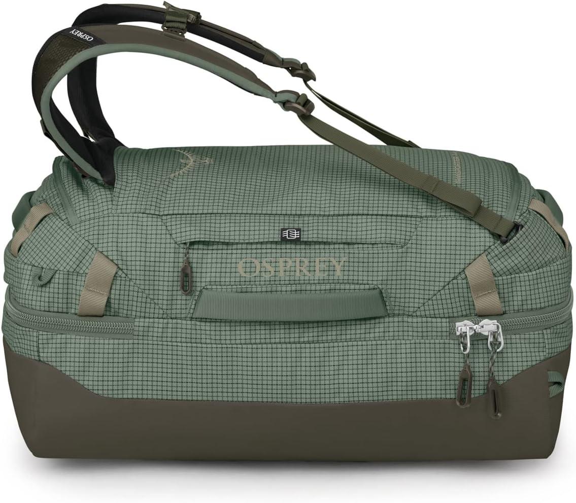 imageOsprey Transporter Durable Squffel Bag Water Resistant Square Split Travel Duffel BackpackPine Leaf Green