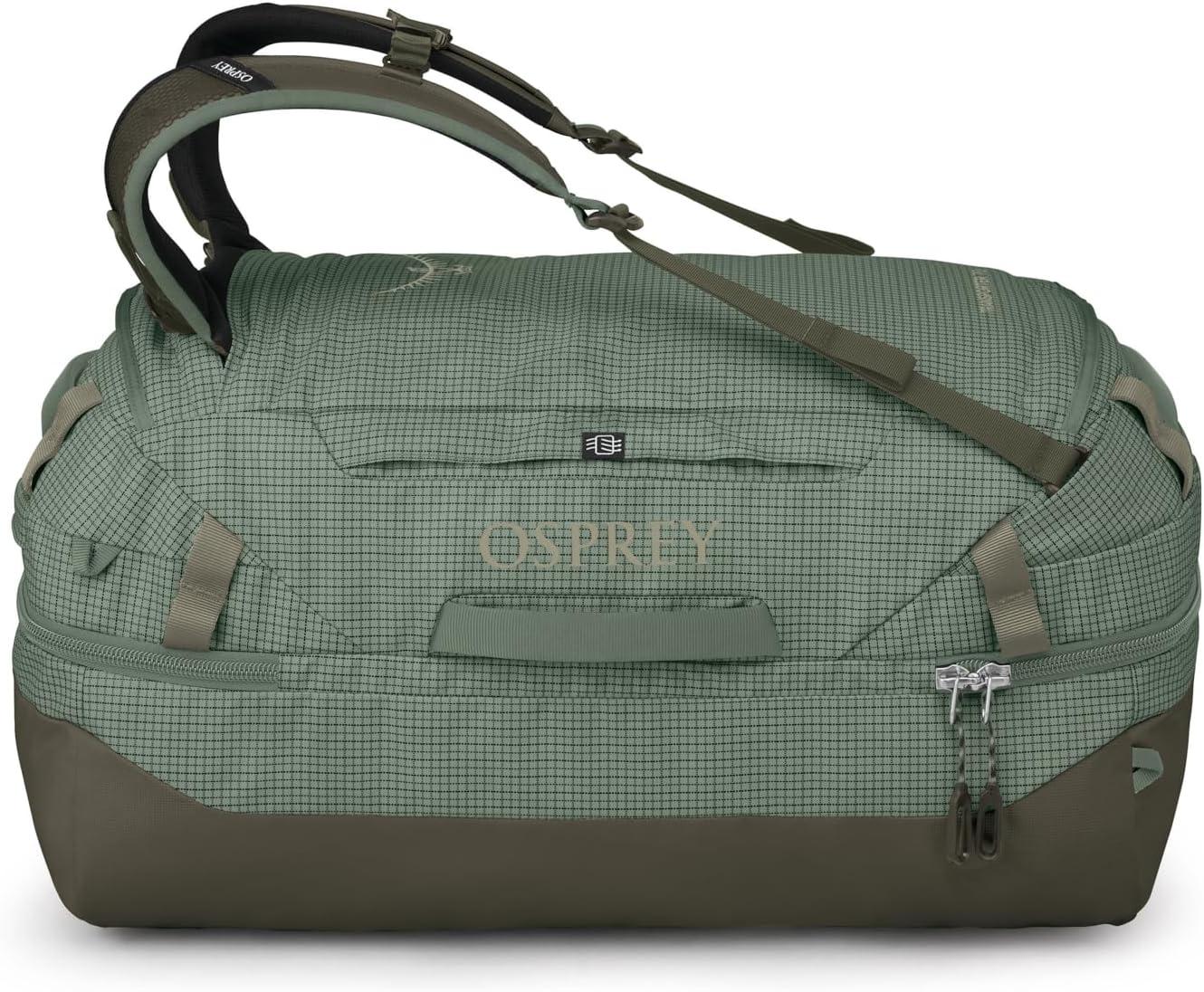 imageOsprey Transporter Durable Squffel Bag Water Resistant Square Split Travel Duffel BackpackPine Leaf Green