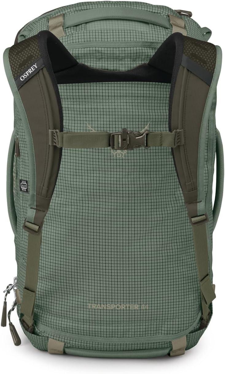 imageOsprey Transporter Durable Squffel Bag Water Resistant Square Split Travel Duffel BackpackPine Leaf Green