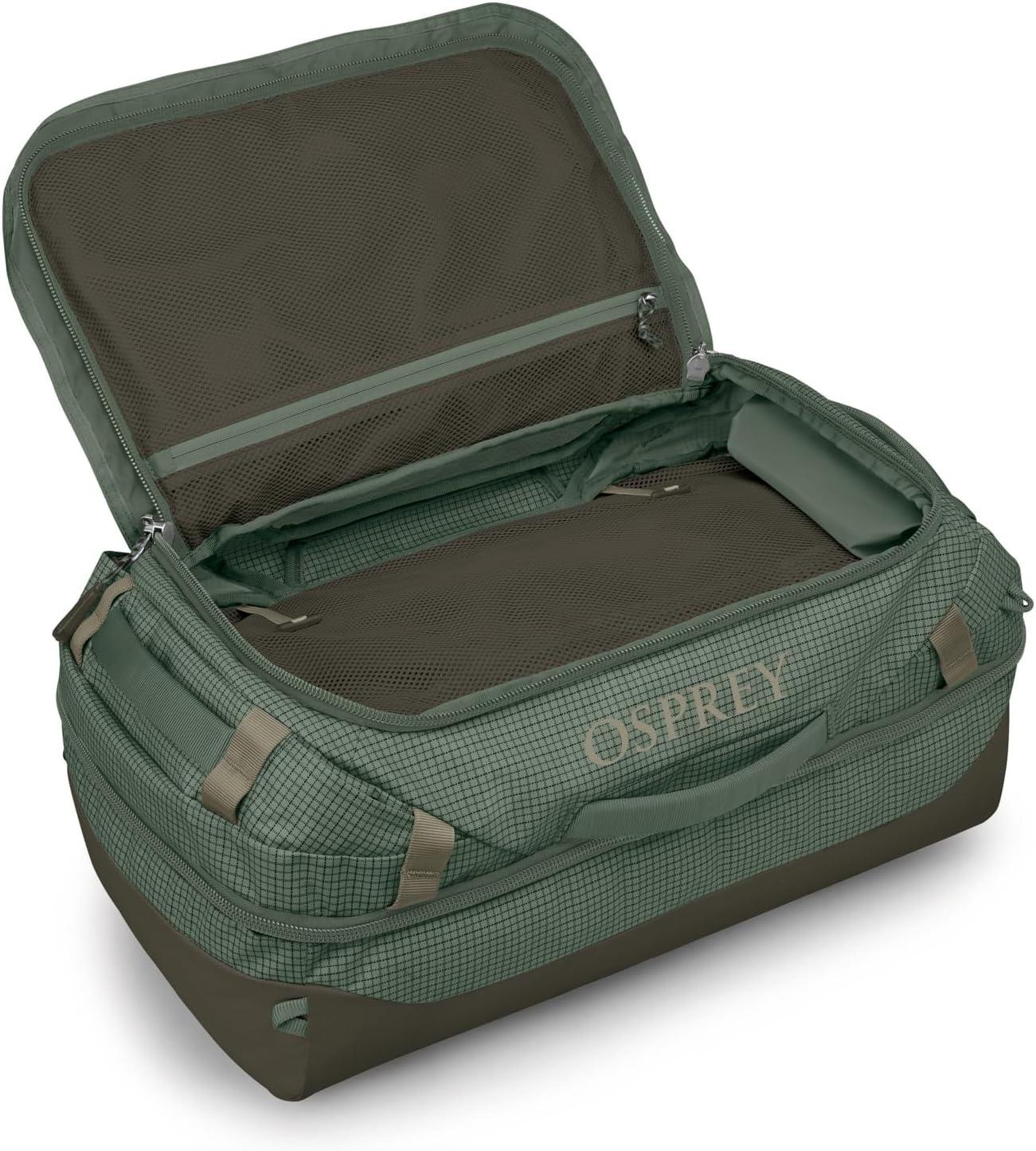 imageOsprey Transporter Durable Squffel Bag Water Resistant Square Split Travel Duffel BackpackPine Leaf Green