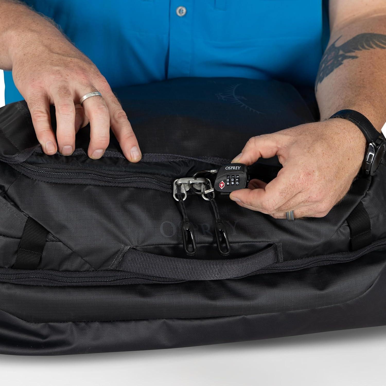 imageOsprey Transporter Durable Squffel Bag Water Resistant Square Split Travel Duffel BackpackPine Leaf Green