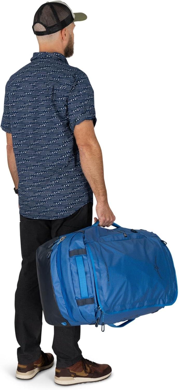 imageOsprey Transporter Durable Squffel Bag Water Resistant Square Split Travel Duffel BackpackRaven Black