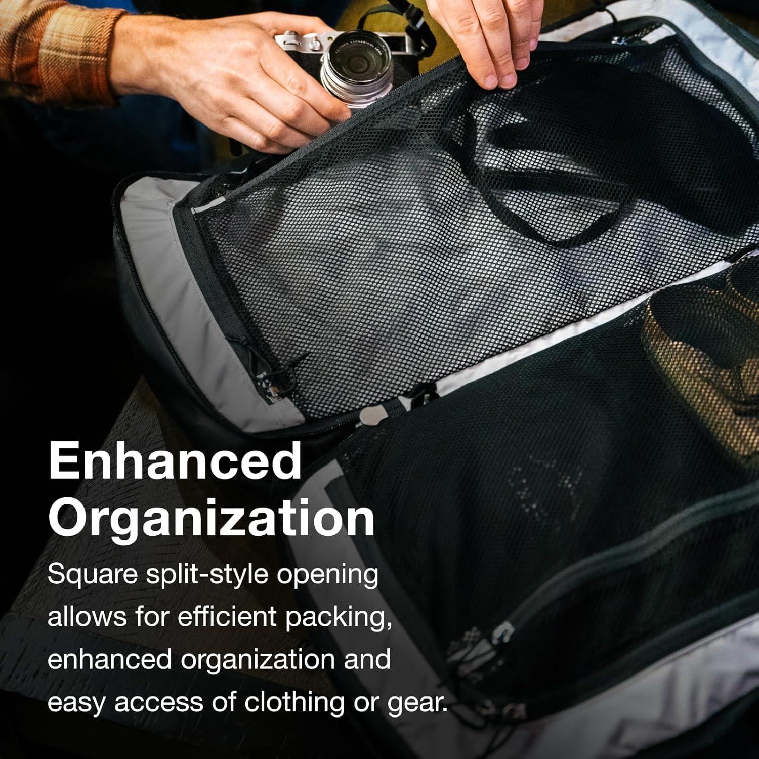 imageOsprey Transporter Durable Squffel Bag Water Resistant Square Split Travel Duffel BackpackRaven Black