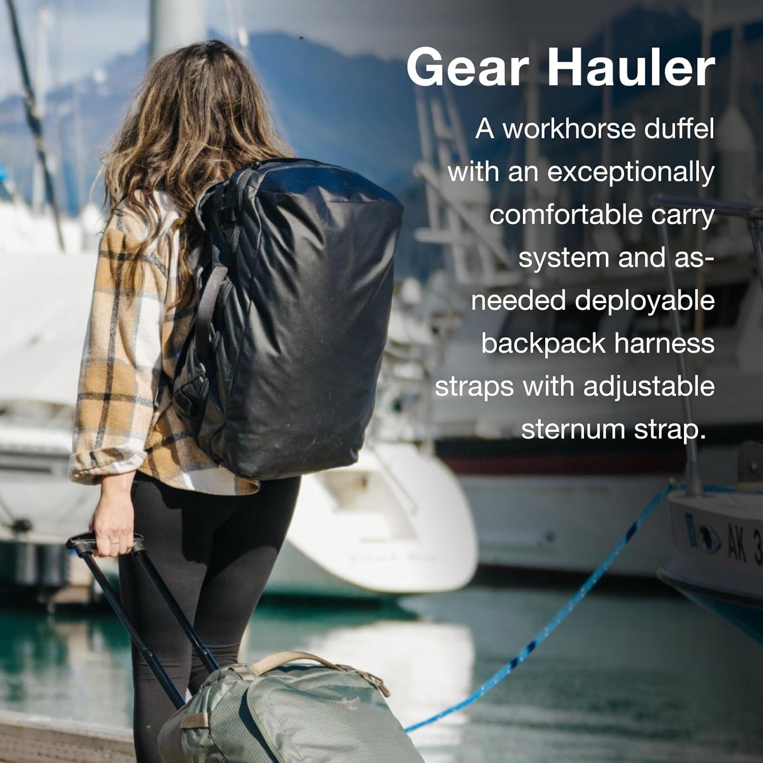 imageOsprey Transporter Durable Squffel Bag Water Resistant Square Split Travel Duffel BackpackRaven Black