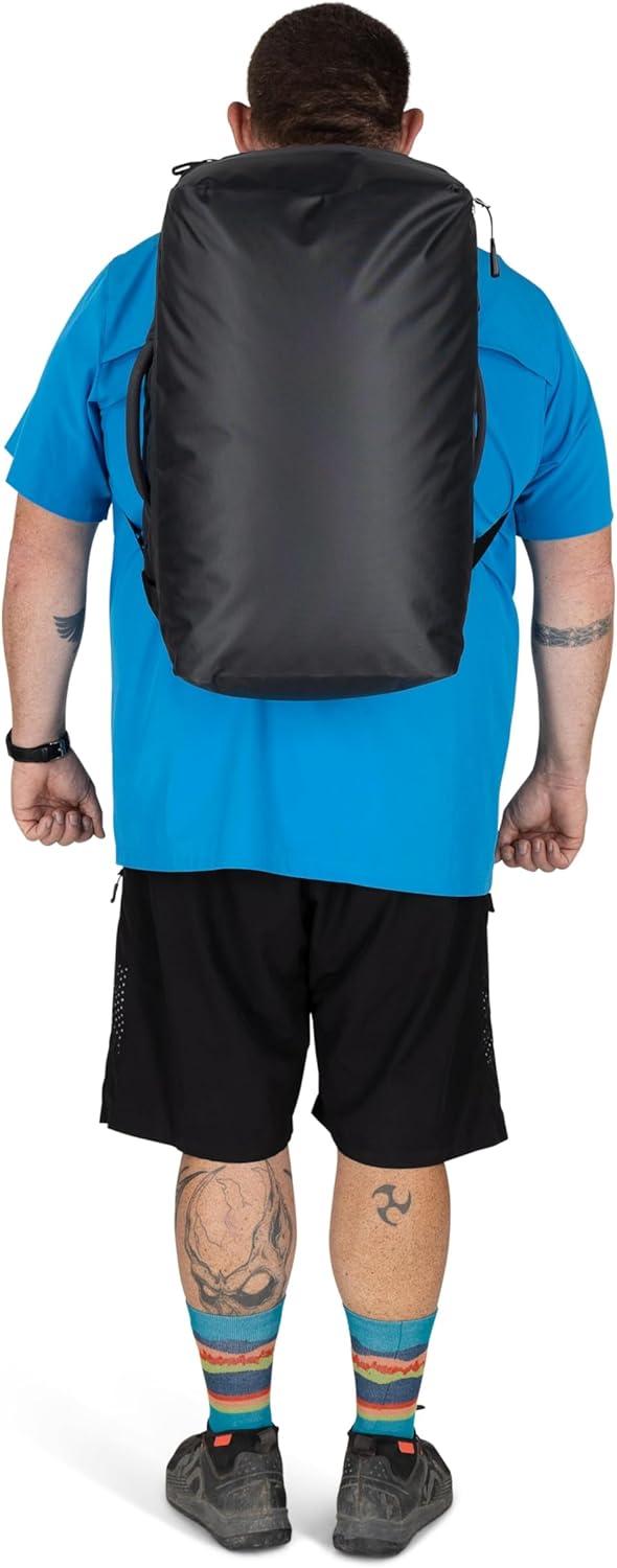 imageOsprey Transporter Durable Squffel Bag Water Resistant Square Split Travel Duffel BackpackRaven Black