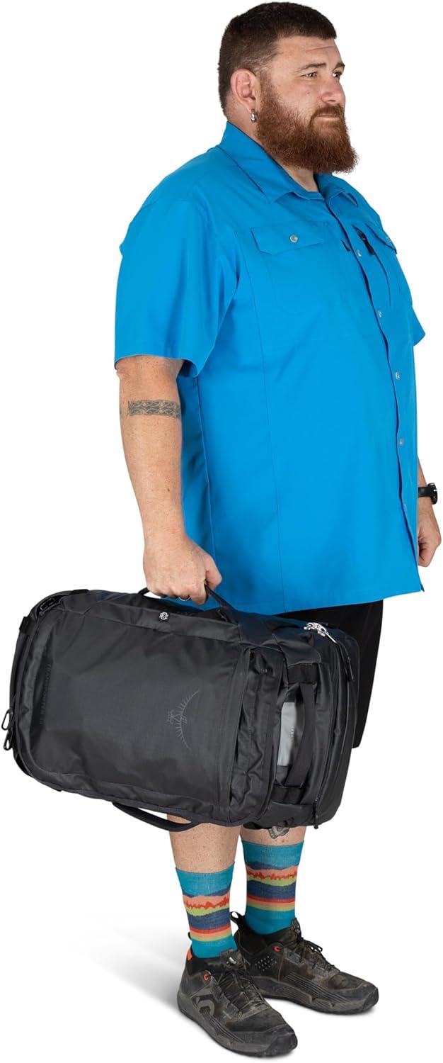 imageOsprey Transporter Durable Squffel Bag Water Resistant Square Split Travel Duffel BackpackRaven Black