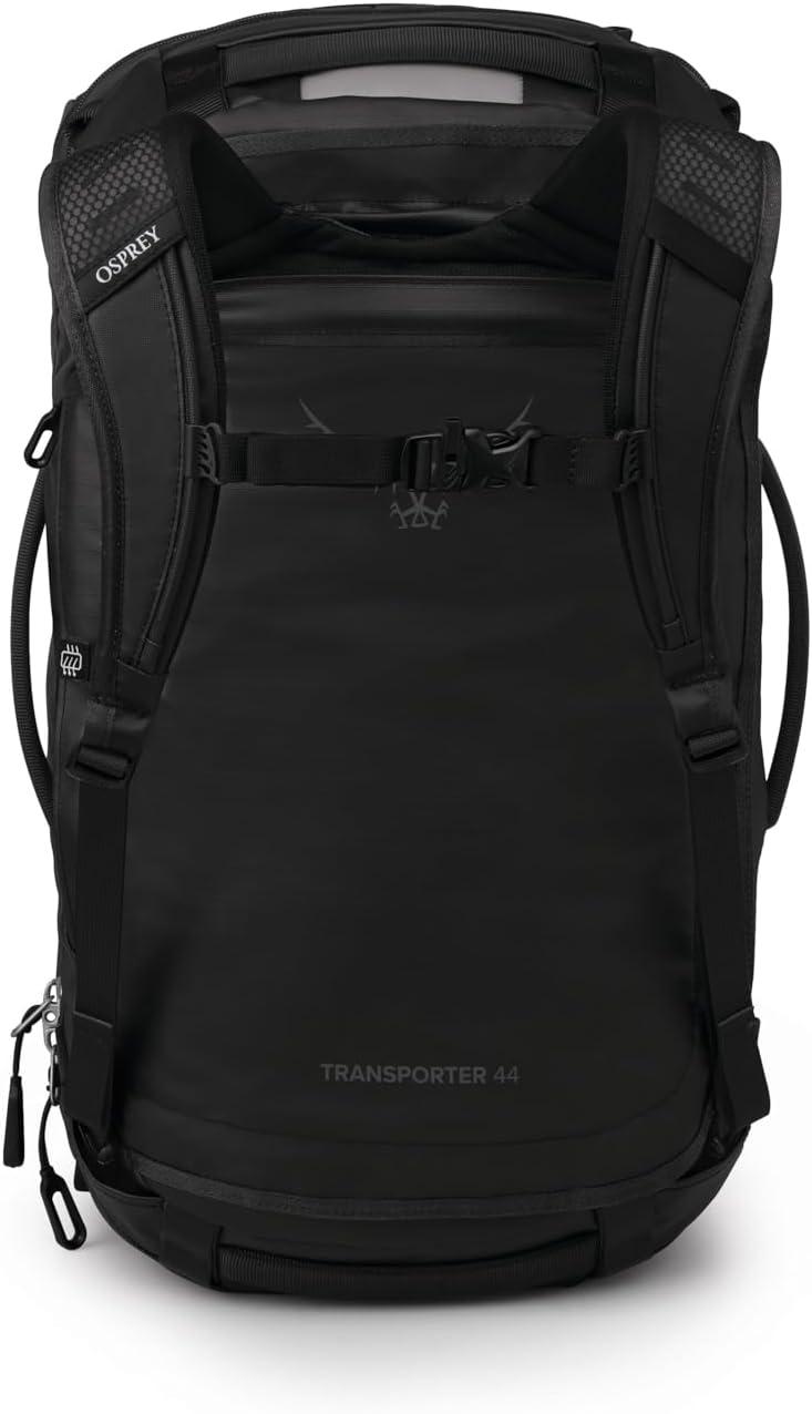 imageOsprey Transporter Durable Squffel Bag Water Resistant Square Split Travel Duffel BackpackRaven Black