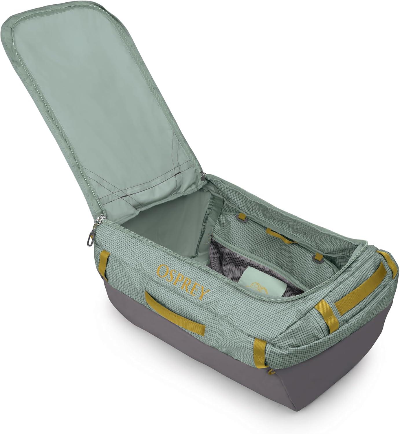 imageOsprey Transporter Lightweight Travel Duffel Bag Extra Large Water Resistant Durable Gear Bag for Men and WomenFrosty MintSoundwave Grey