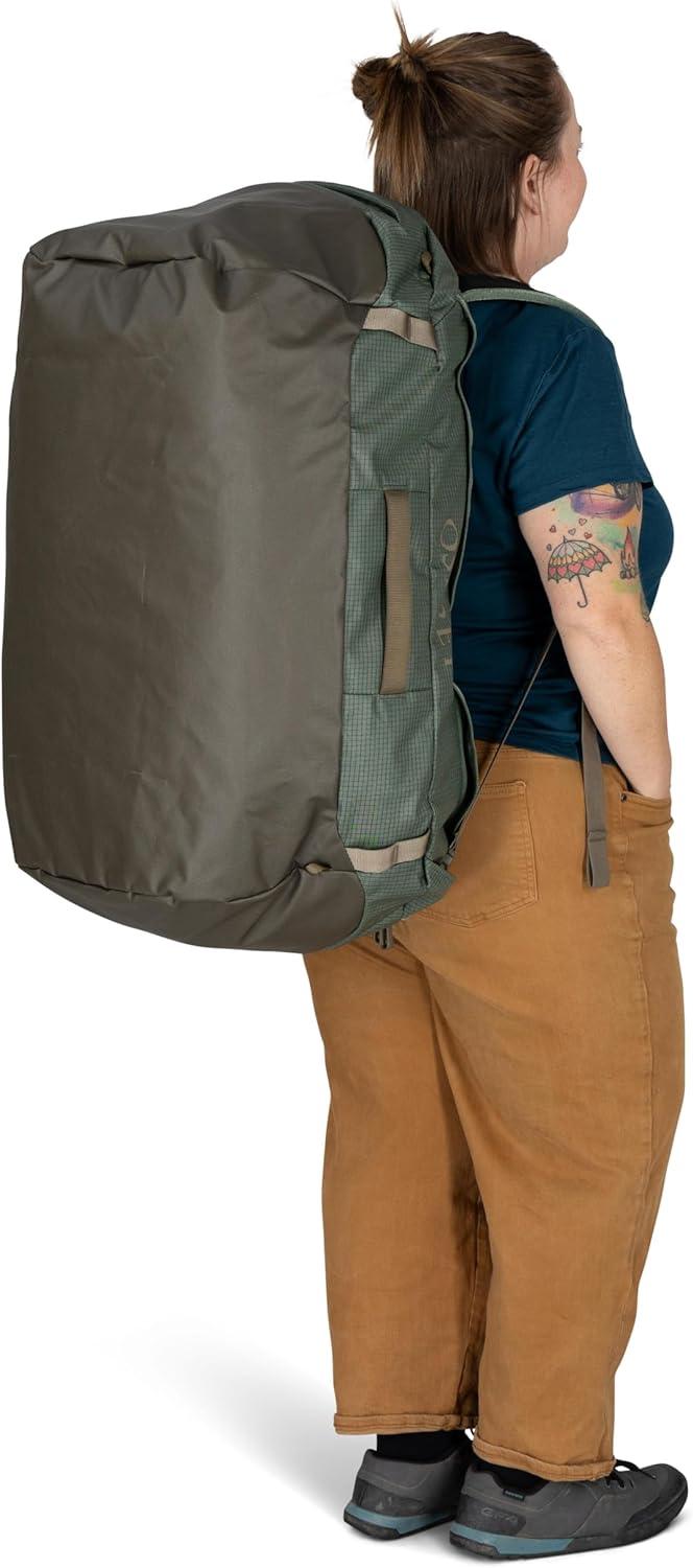 imageOsprey Transporter Lightweight Travel Duffel Bag Extra Large Water Resistant Durable Gear Bag for Men and WomenPine LeafEarl Grey